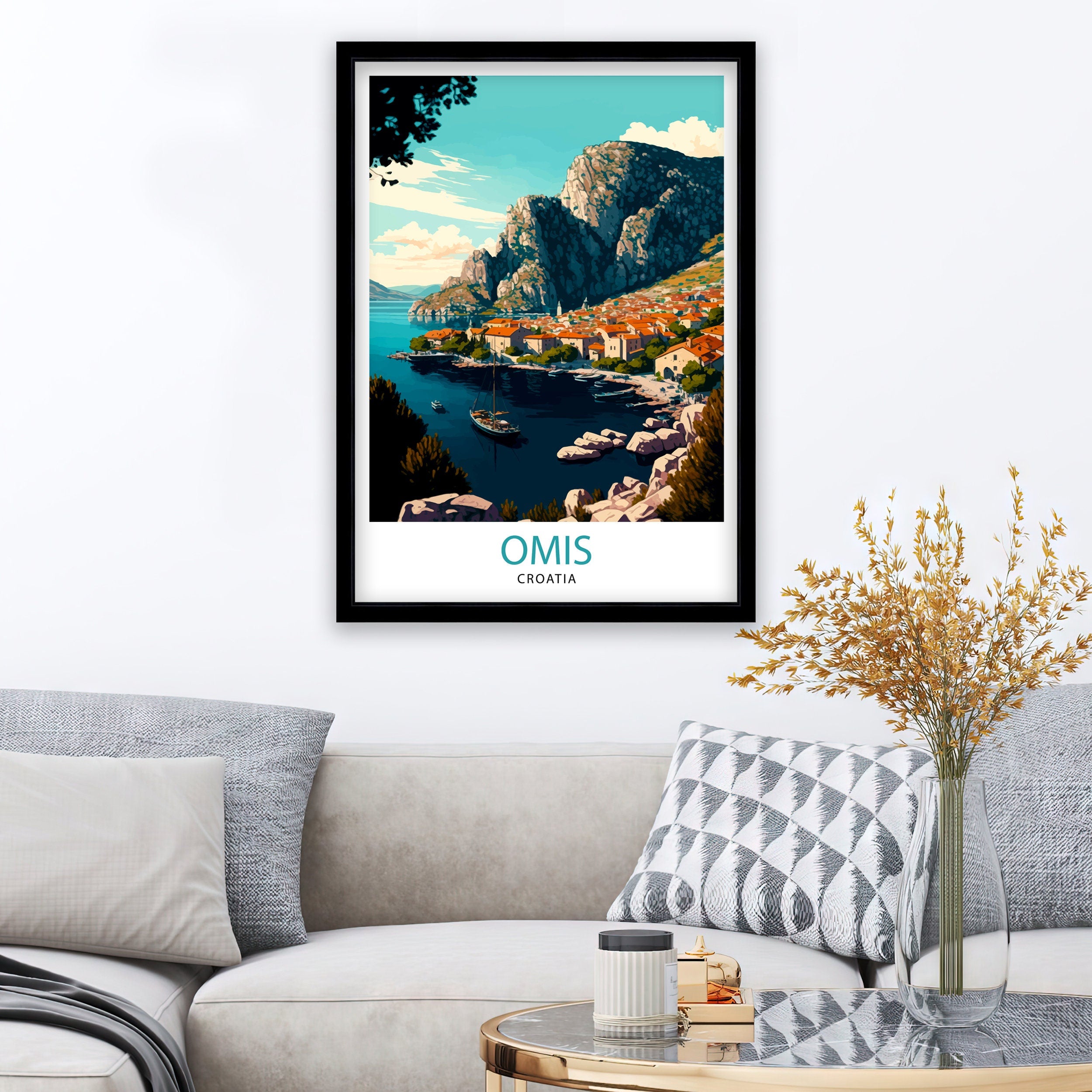 Omis Croatia Travel Print Omis Wall Decor Omis Home Living Decor Omis Illustration Travel Poster Gift for Omis Croatia Home Decor