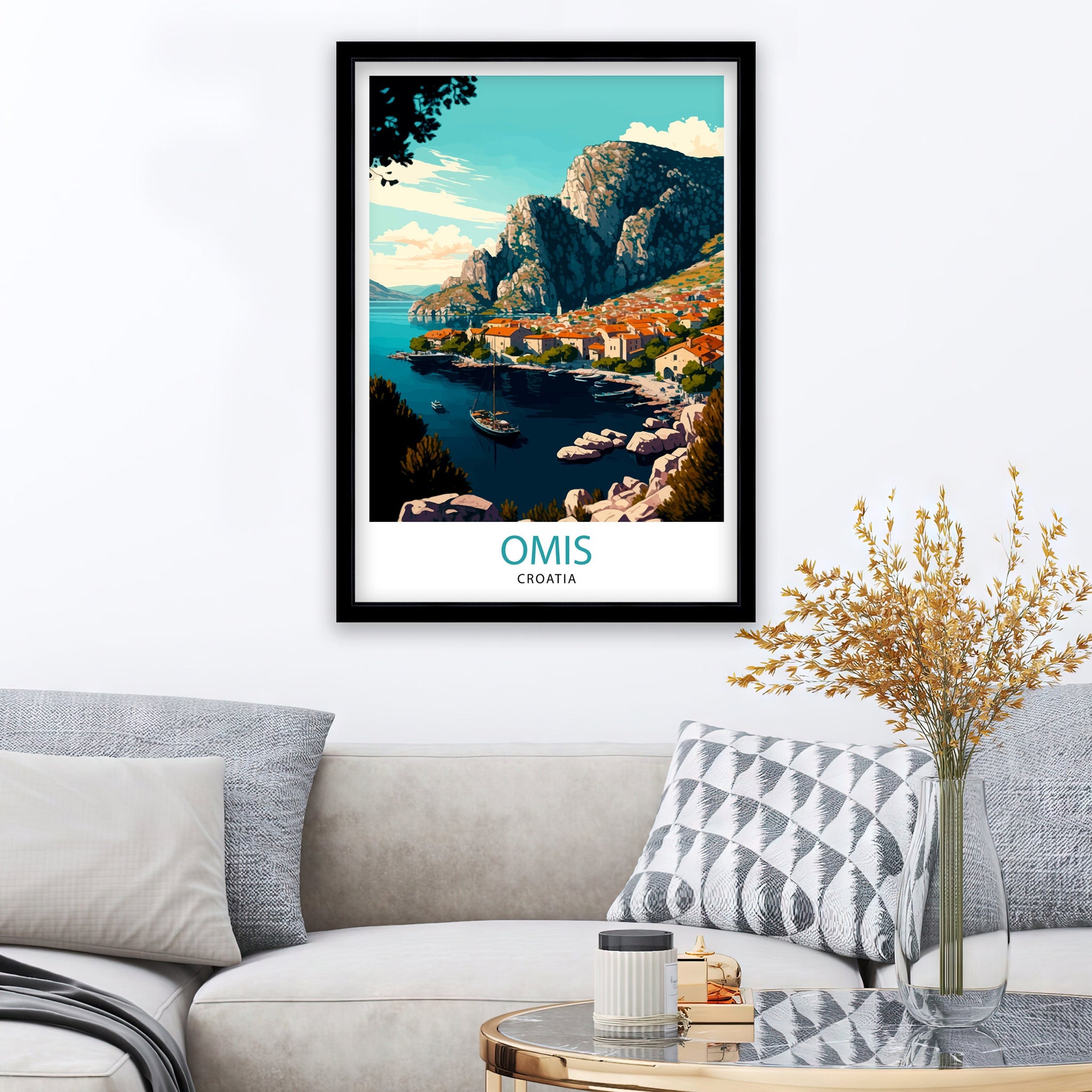 Omis Croatia Travel Print Omis Wall Decor Omis Home Living Decor Omis Illustration Travel Poster Gift for Omis Croatia Home Decor