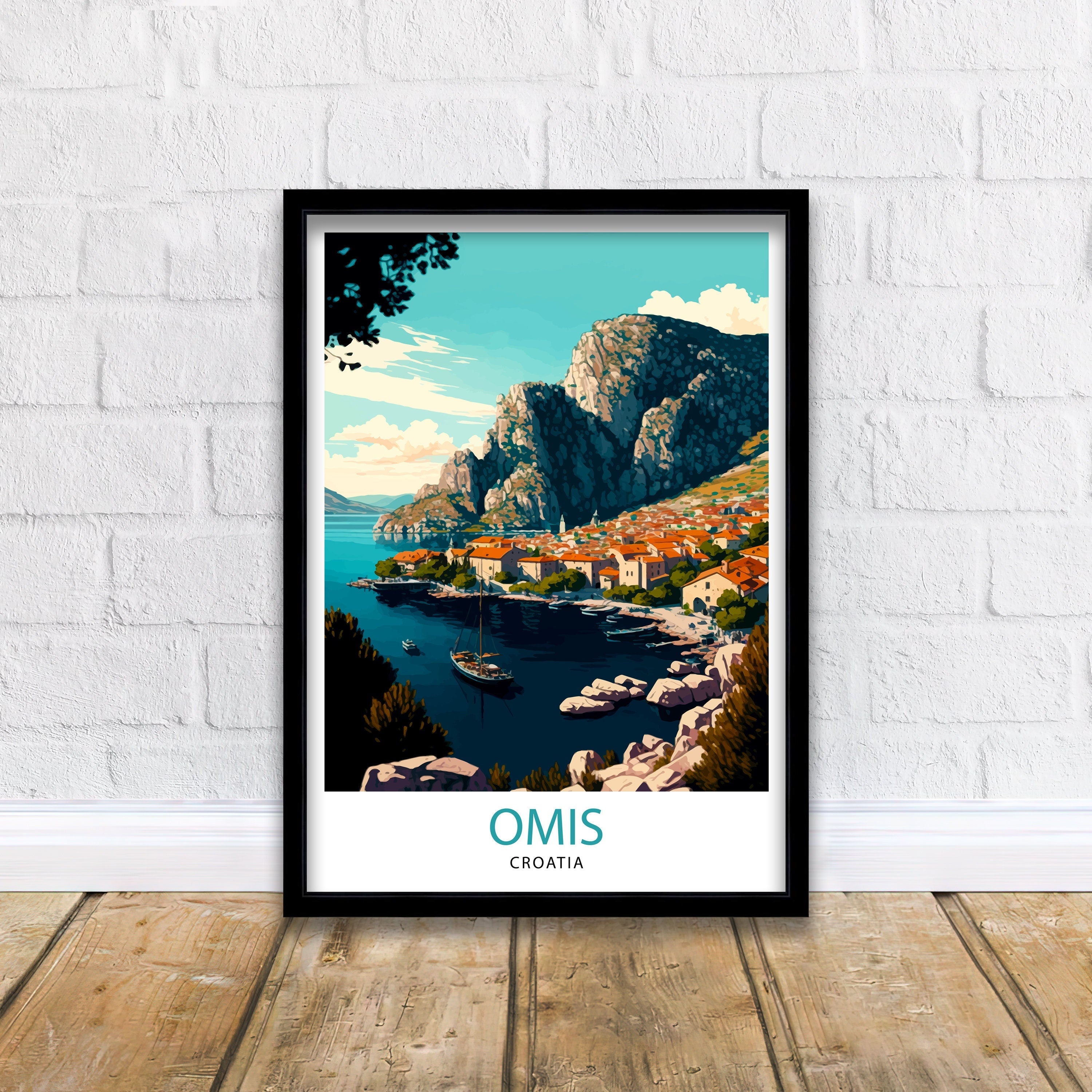 Omis Croatia Travel Print Omis Wall Decor Omis Home Living Decor Omis Illustration Travel Poster Gift for Omis Croatia Home Decor