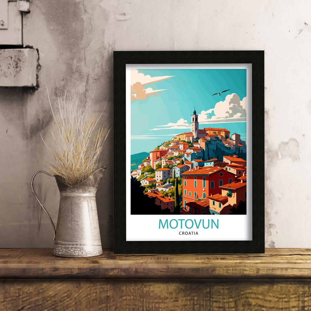 Motovun Croatia Travel Poster Motovun Wall Art Motovun Home Decor Motovun Illustration Croatia Travel Poster Motovun Gift