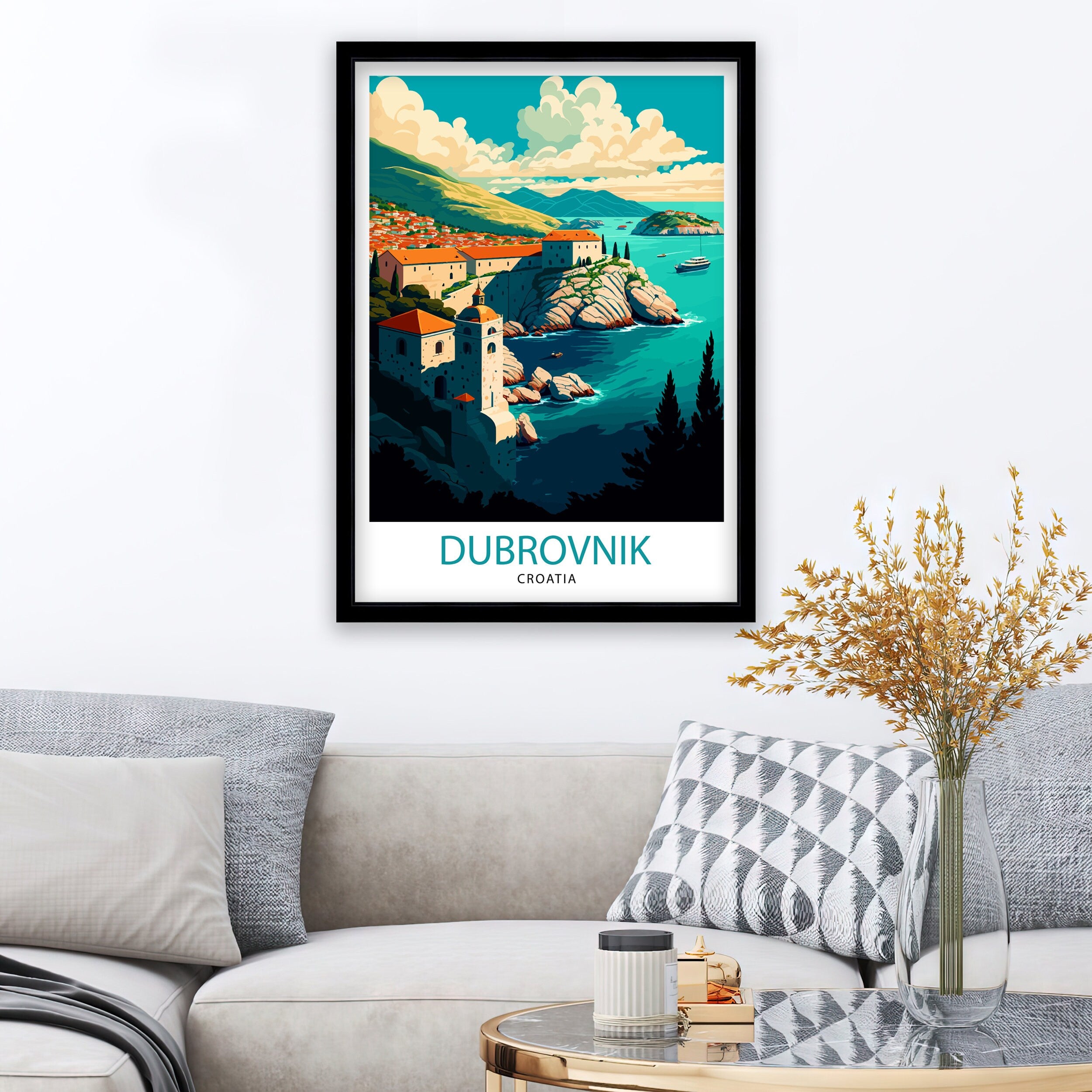 Dubrovnik Croatia Travel Print Dubrovnik Wall Art Croatia Illustration Dubrovnik Travel Poster Gift for Dubrovnik Croatia Home Decor