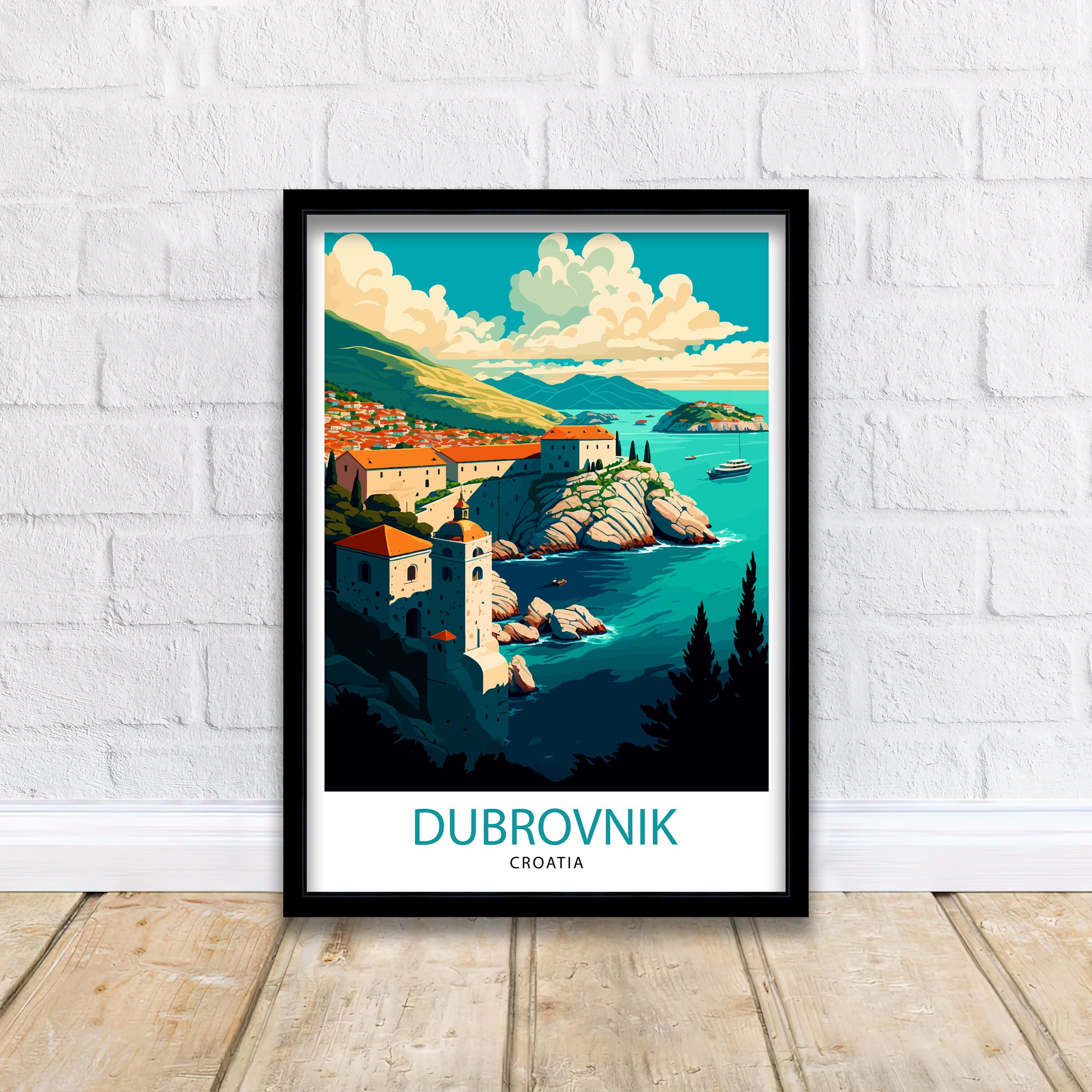 Dubrovnik Croatia Travel Print Dubrovnik Wall Art Croatia Illustration Dubrovnik Travel Poster Gift for Dubrovnik Croatia Home Decor