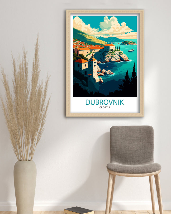 Dubrovnik Croatia Travel Poster Dubrovnik Wall Art Croatia Illustration Dubrovnik Travel Poster Gift for Dubrovnik Croatia Home Decor