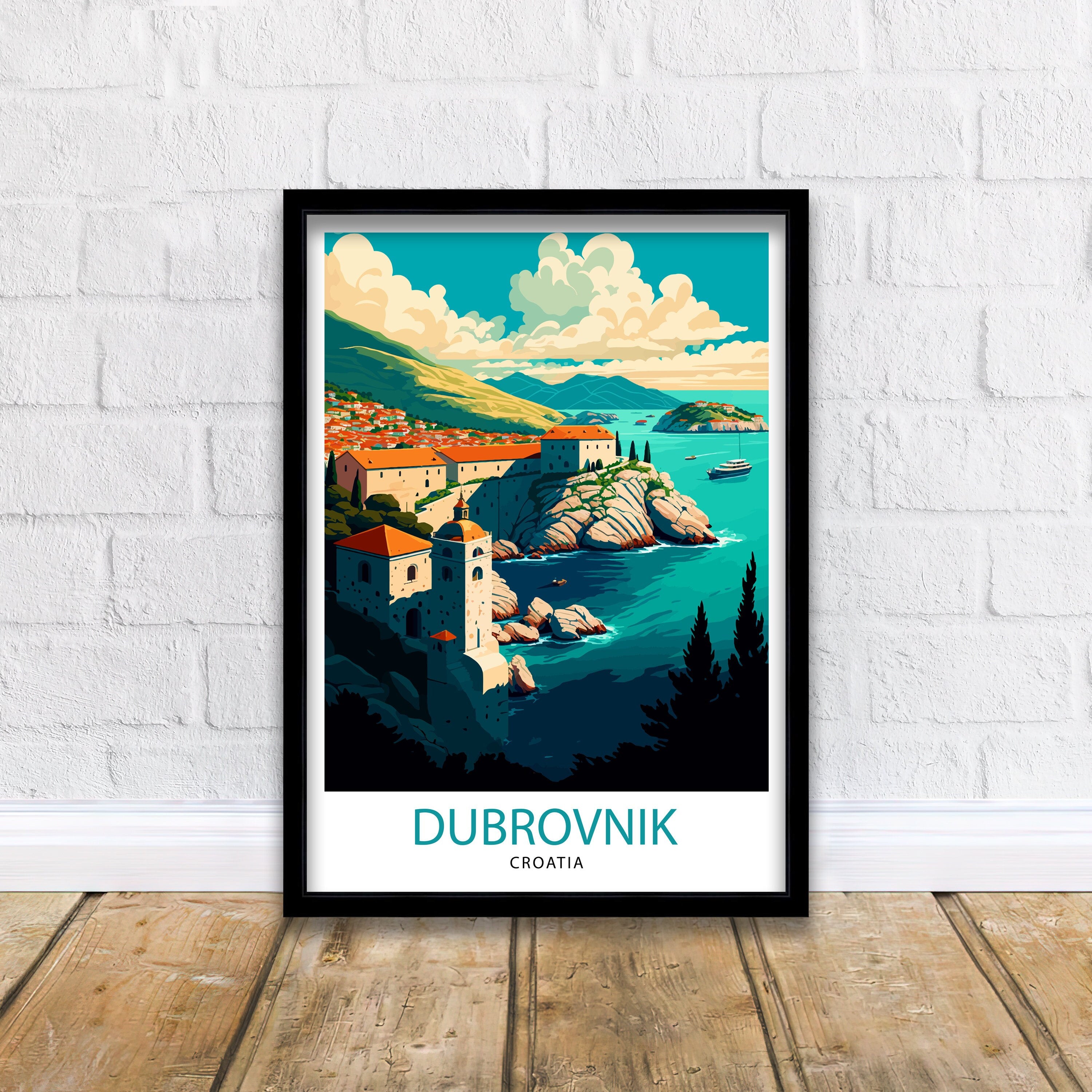 Dubrovnik Croatia Travel Print Dubrovnik Wall Art Croatia Illustration Dubrovnik Travel Poster Gift for Dubrovnik Croatia Home Decor