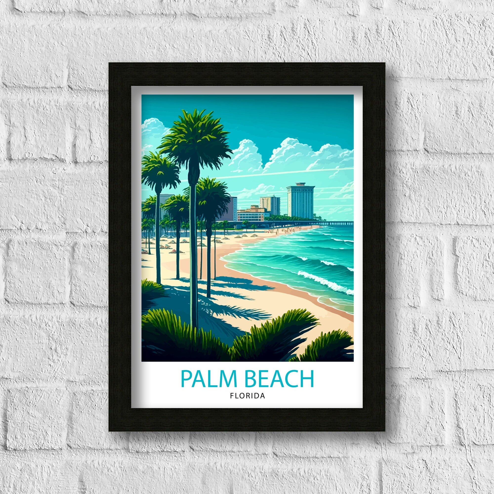 Palm Beach Florida Travel Print Palm Beach Wall Decor Palm Beach Home Living Decor Palm Beach Illustration Travel Poster Gift For Palm Beach
