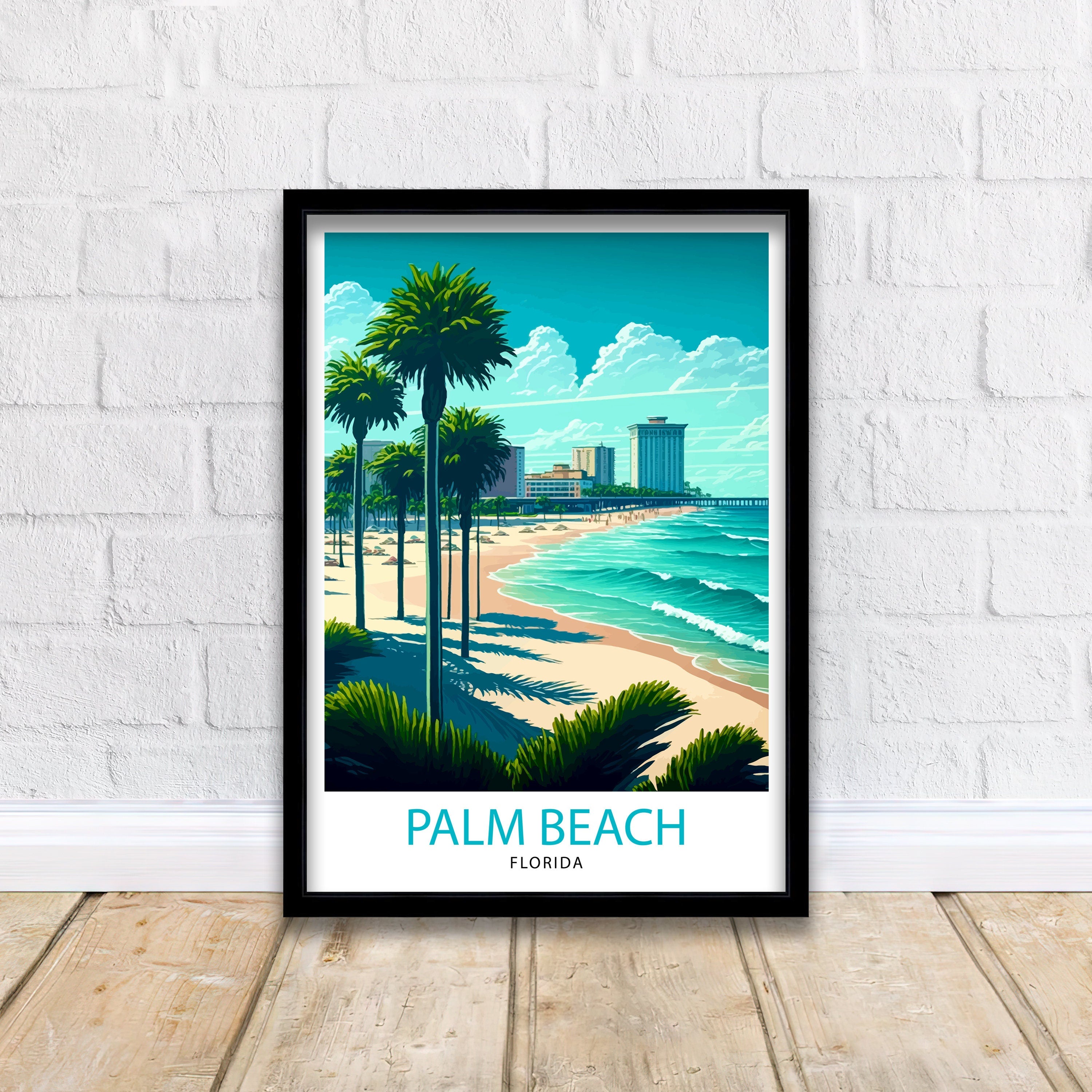 Palm Beach Florida Travel Print Palm Beach Wall Decor Palm Beach Home Living Decor Palm Beach Illustration Travel Poster Gift For Palm Beach