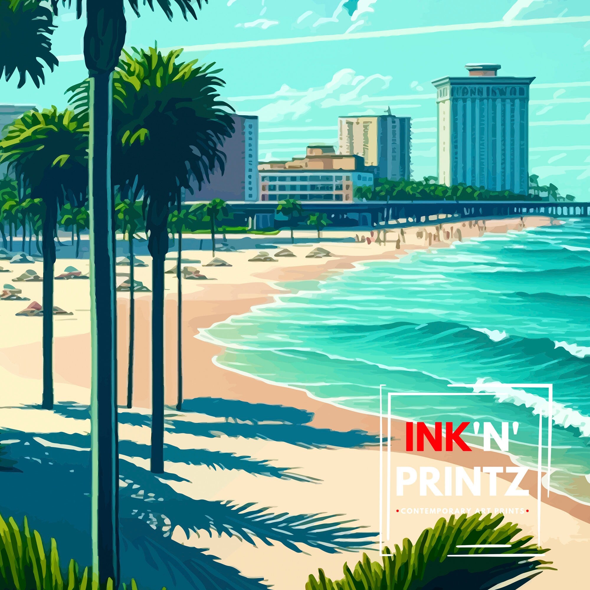 Palm Beach Florida Travel Print Palm Beach Wall Decor Palm Beach Home Living Decor Palm Beach Illustration Travel Poster Gift For Palm Beach