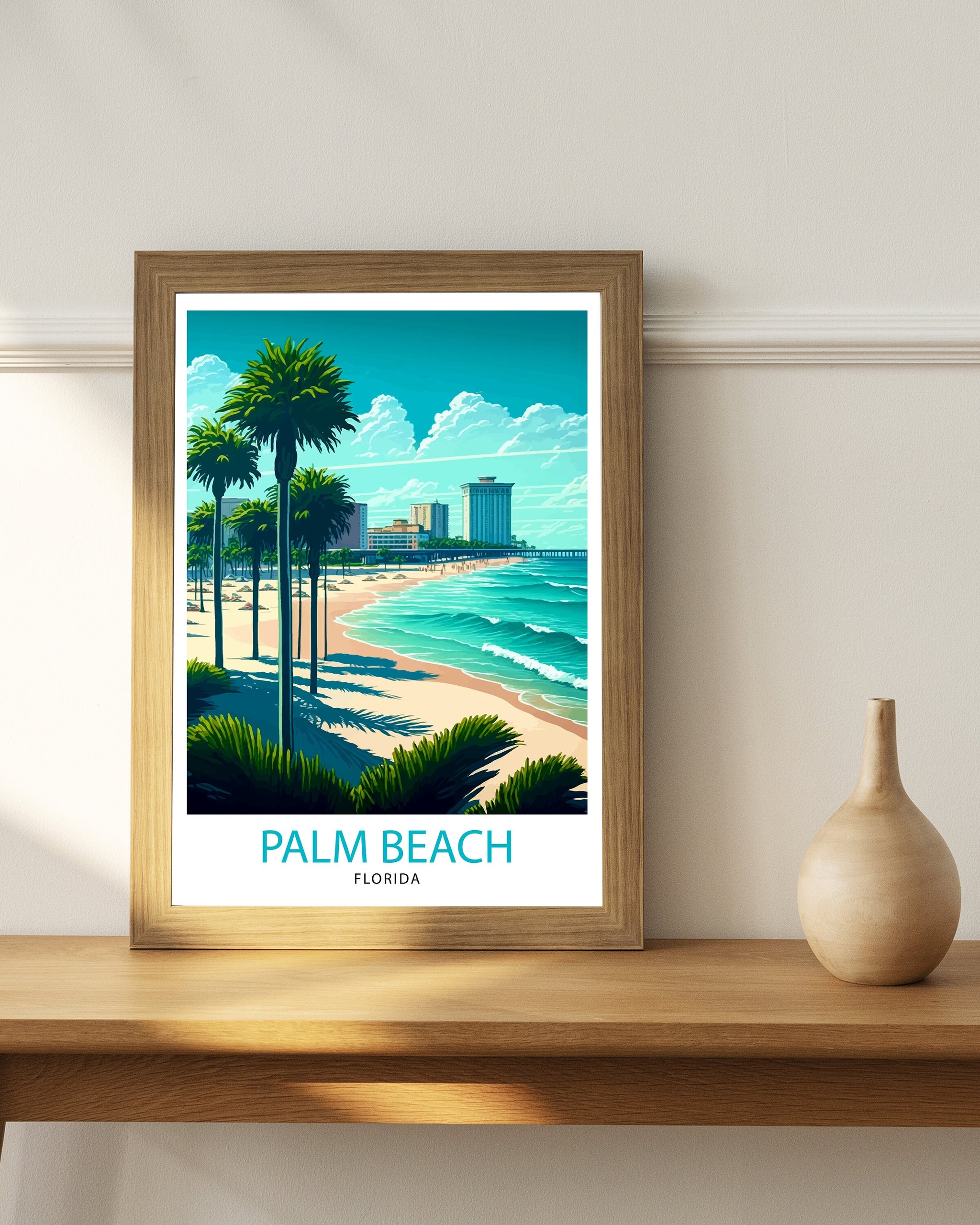 Palm Beach Florida Travel Print Palm Beach Wall Decor Palm Beach Home Living Decor Palm Beach Illustration Travel Poster Gift For Palm Beach