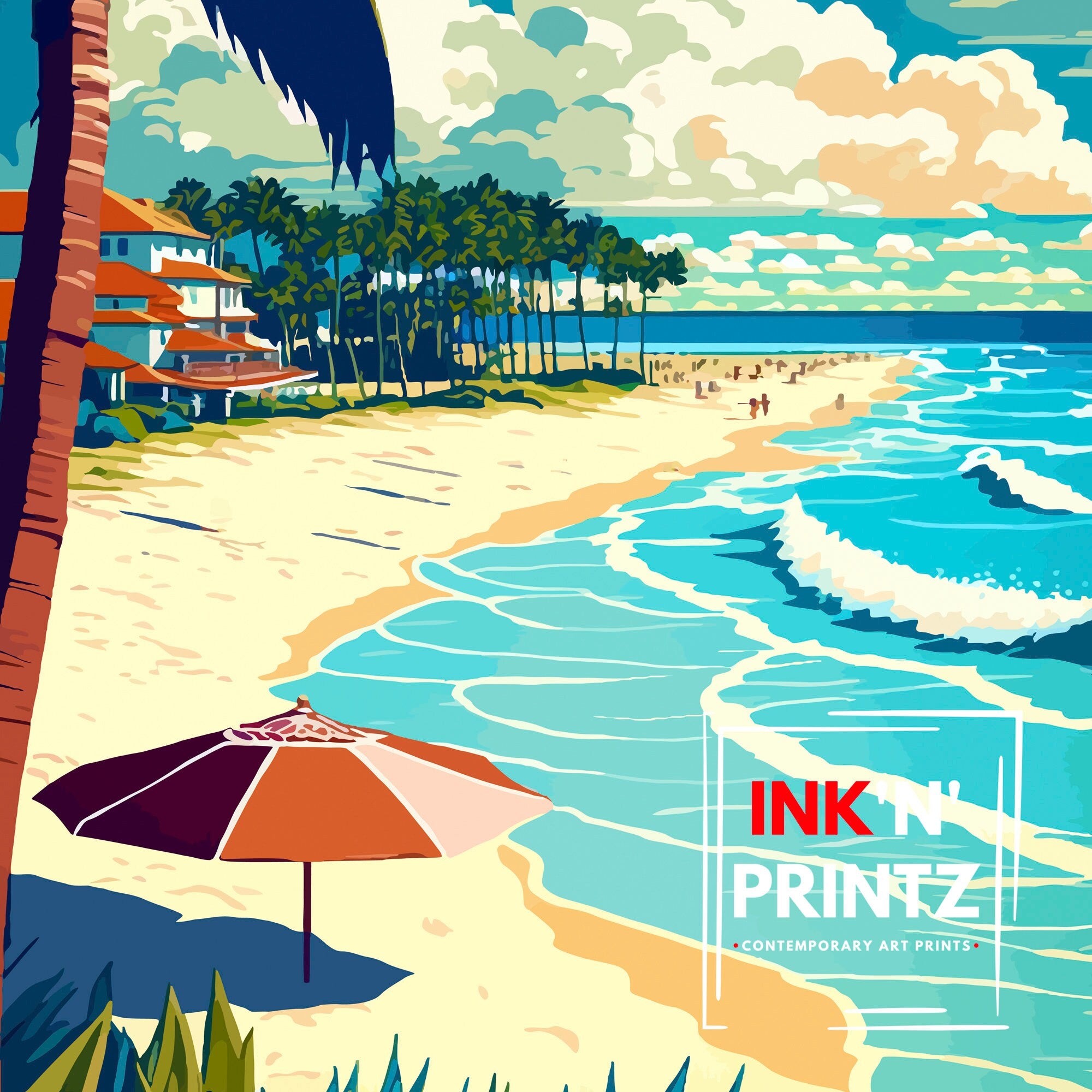 Boca Raton Florida Travel Print| Wall Decor, Home Living Decor Florida Illustration Travel Poster Gift for Boca Raton Florida Home Decor