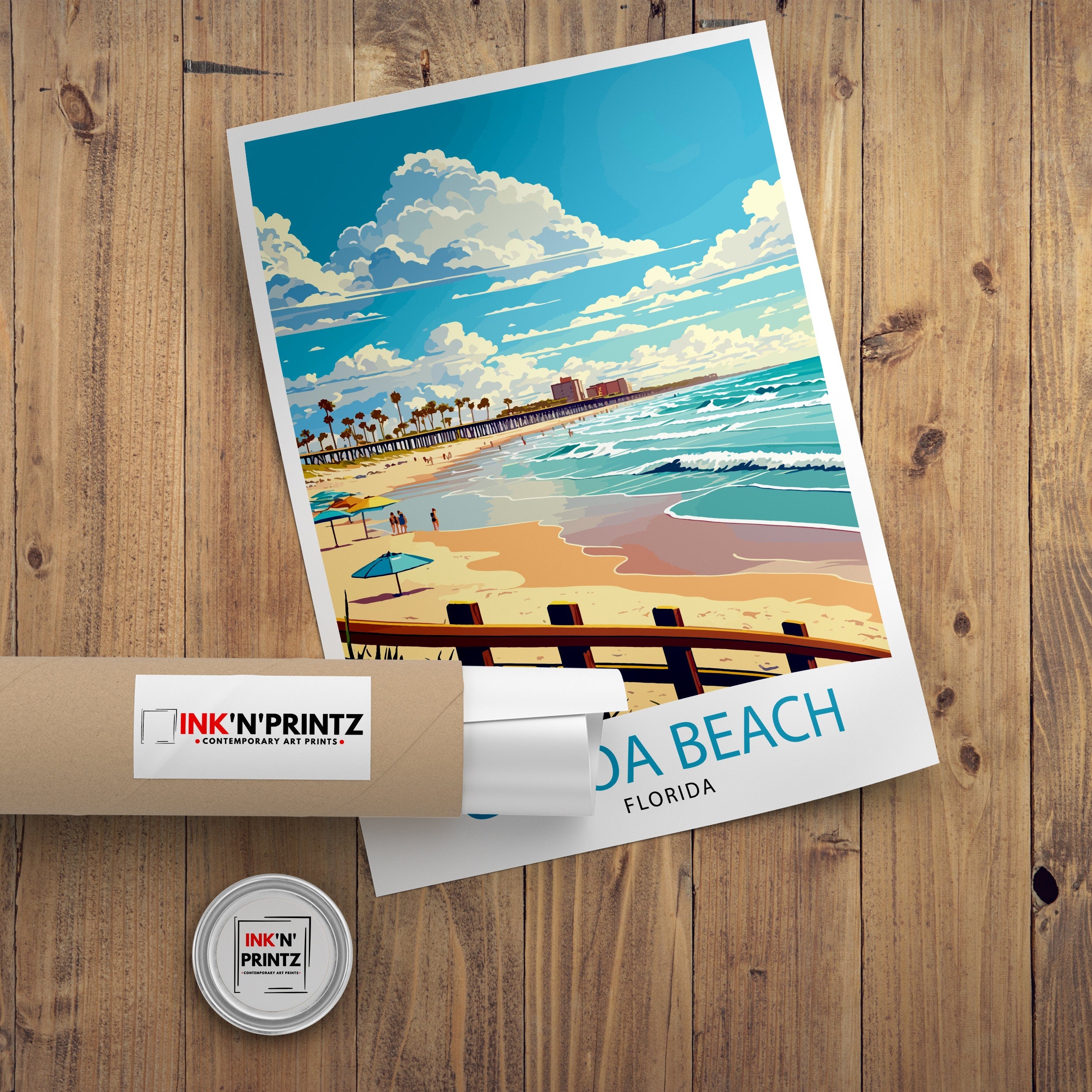 Cocoa Beach Florida Travel Print| Cocoa Beach Wall Art Cocoa Beach Home Decor Cocoa Beach Illustration Travel Poster Gift For Cocoa Beach