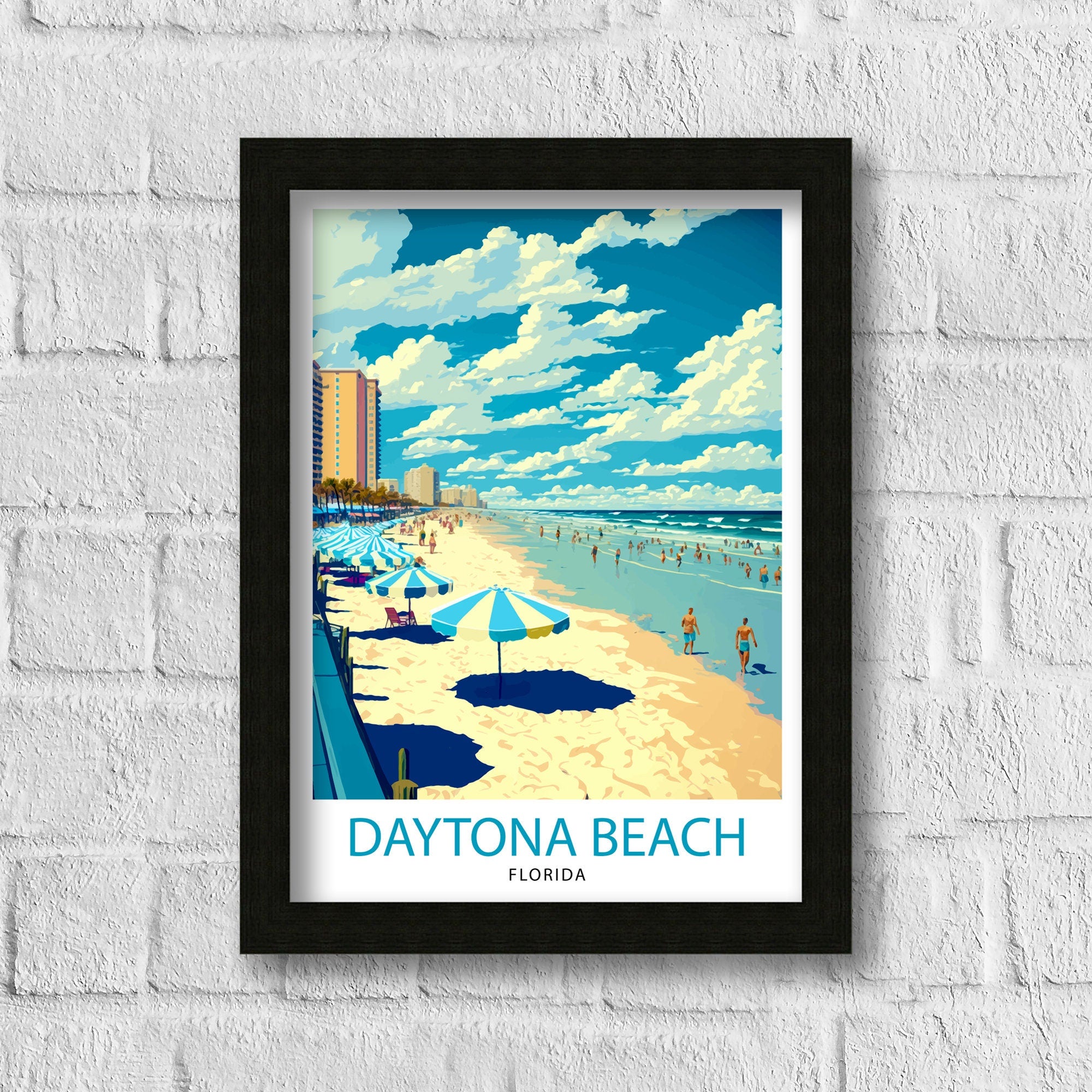 Daytona Beach Travel Print| Florida Wall Art Daytona Beach Poster Daytona Beach Illustration Daytona Beach Decor Florida Travel Print