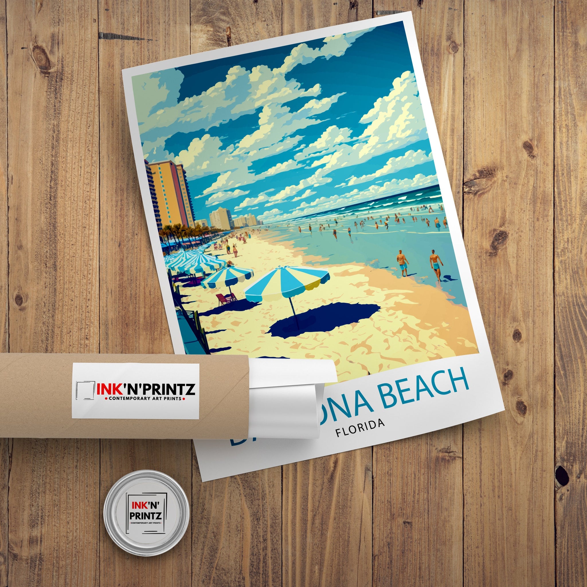 Daytona Beach Travel Print| Florida Wall Art Daytona Beach Poster Daytona Beach Illustration Daytona Beach Decor Florida Travel Print