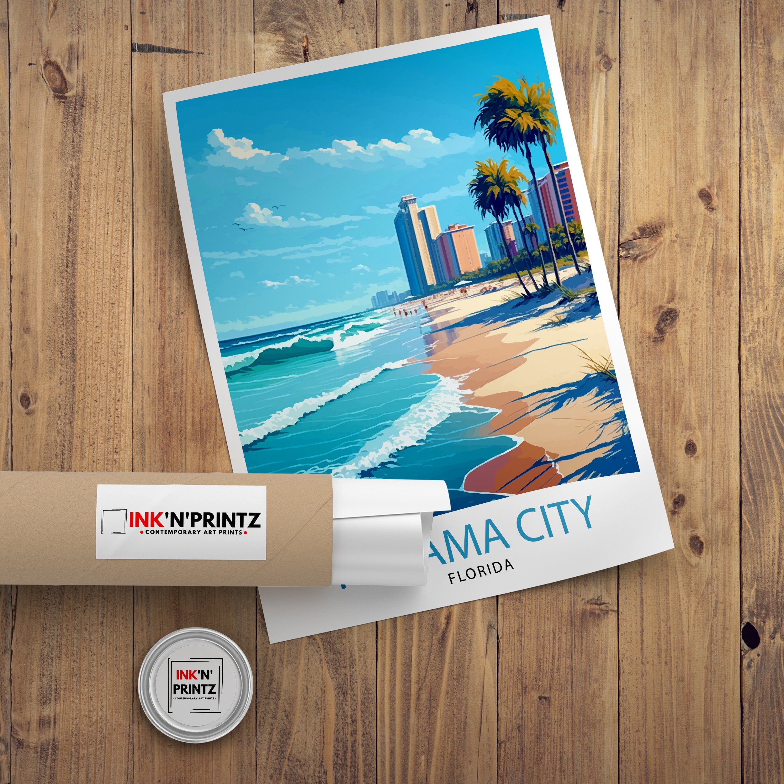 Panama City Beach Florida Travel Print| Wall Decor Illustration Travel Poster Beach House Decor Gift for Beach Lovers