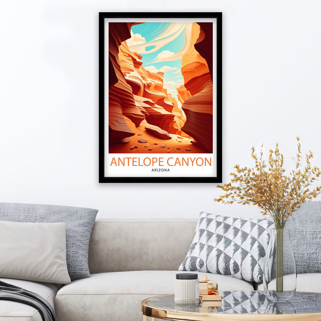 Antelope Canyon Arizona Travel Print| Wall Art Decor Antelope Canyon Illustration Travel Poster Gift for Arizona Lovers Home Living Decor