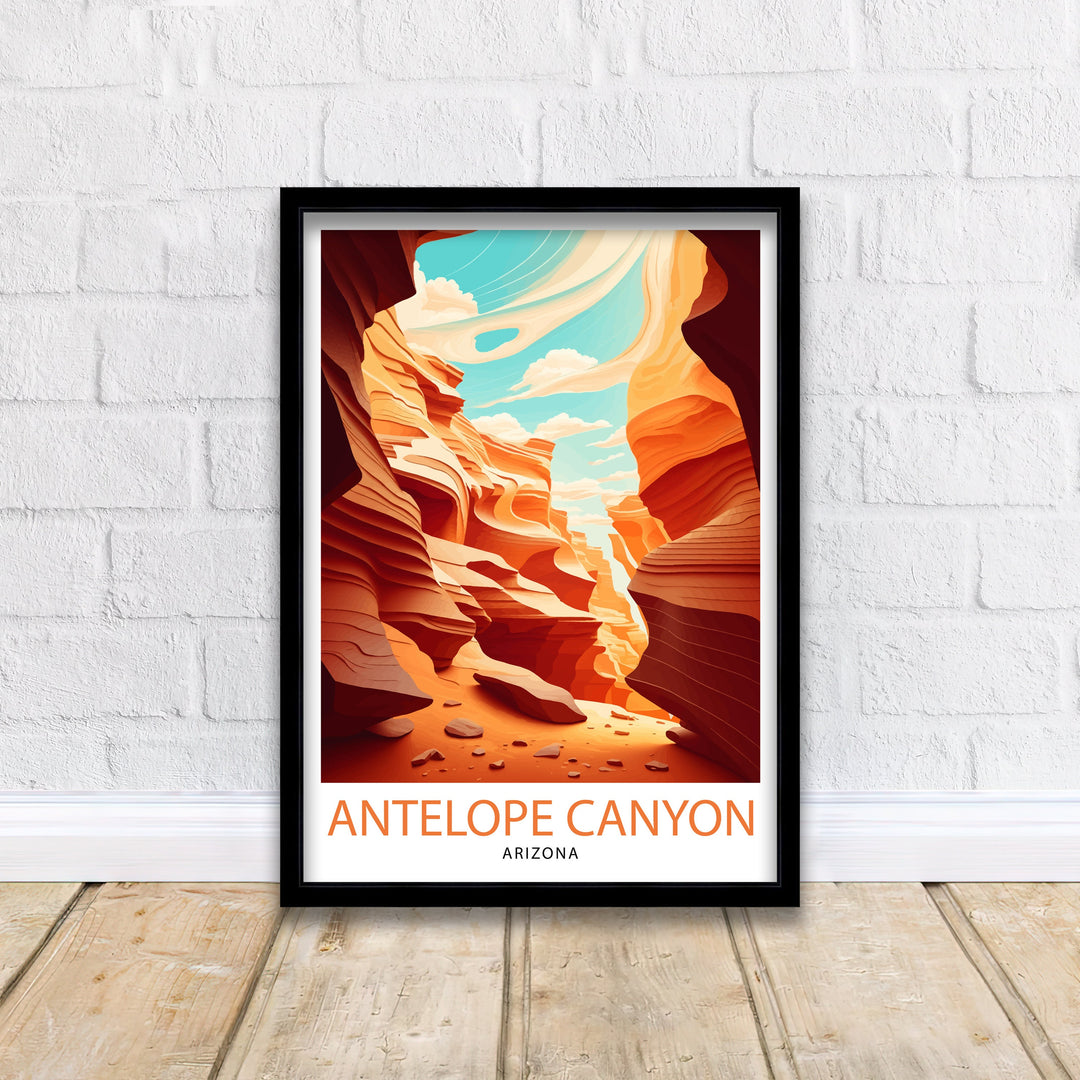 Antelope Canyon Arizona Travel Print| Wall Art Decor Antelope Canyon Illustration Travel Poster Gift for Arizona Lovers Home Living Decor