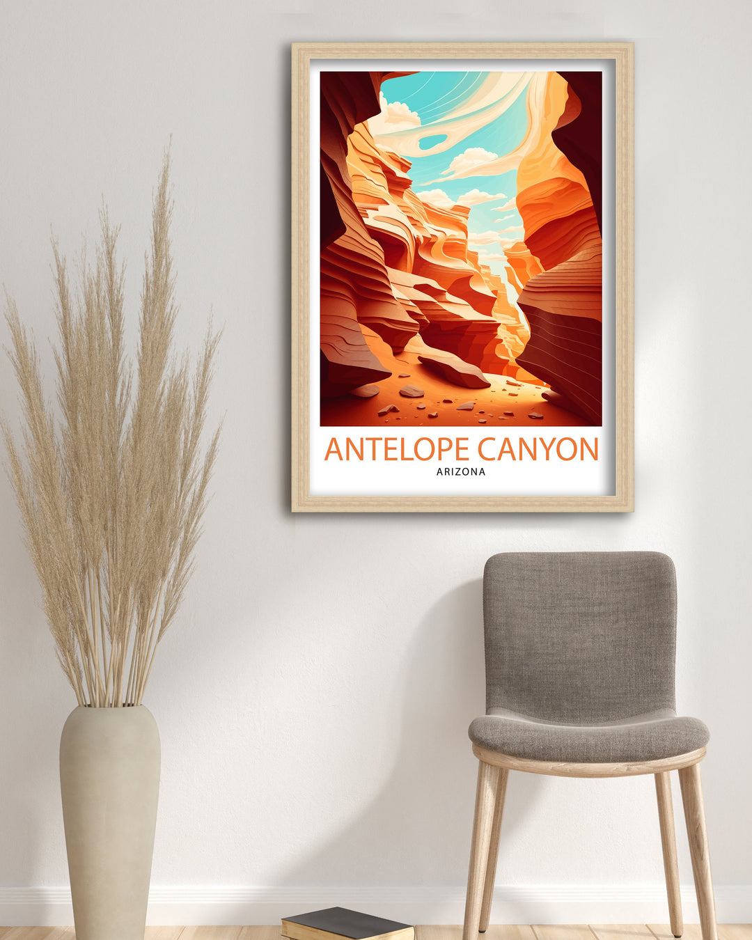 Antelope Canyon Arizona Travel Print| Wall Art Decor Antelope Canyon Illustration Travel Poster Gift for Arizona Lovers Home Living Decor