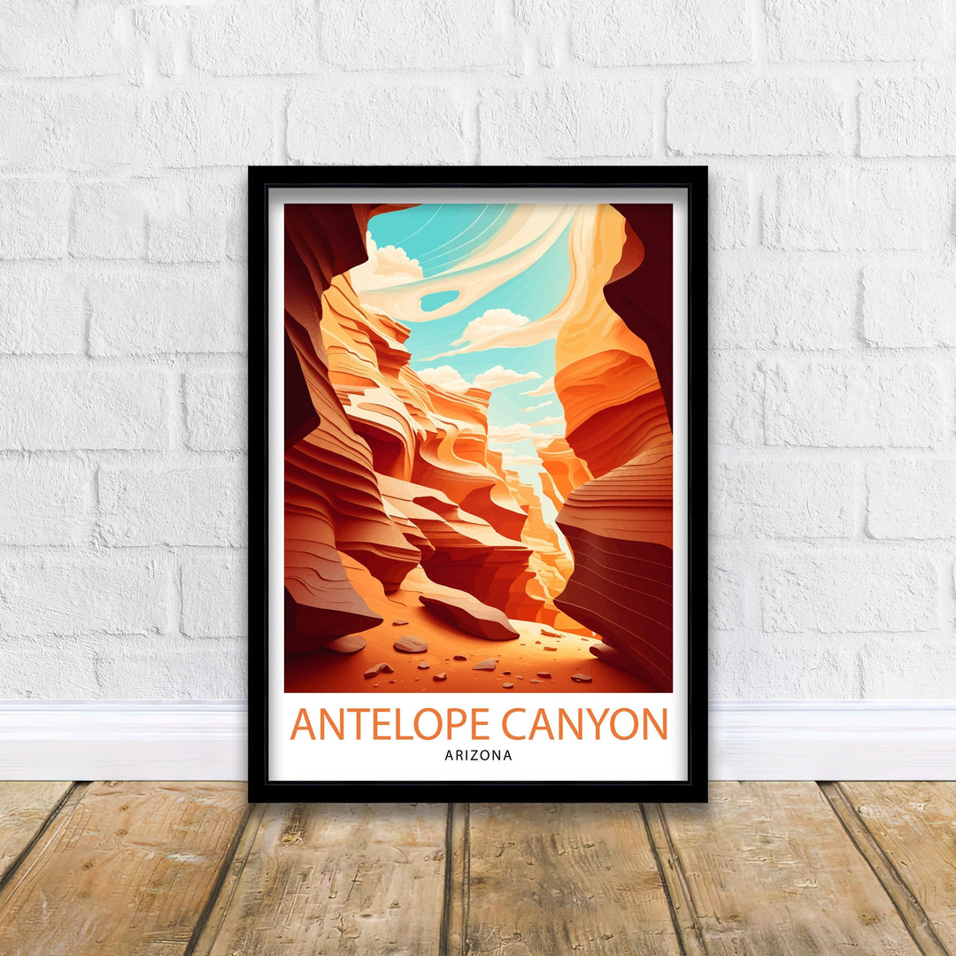 Antelope Canyon Arizona Travel Print| Wall Art Decor Antelope Canyon Illustration Travel Poster Gift for Arizona Lovers Home Living Decor