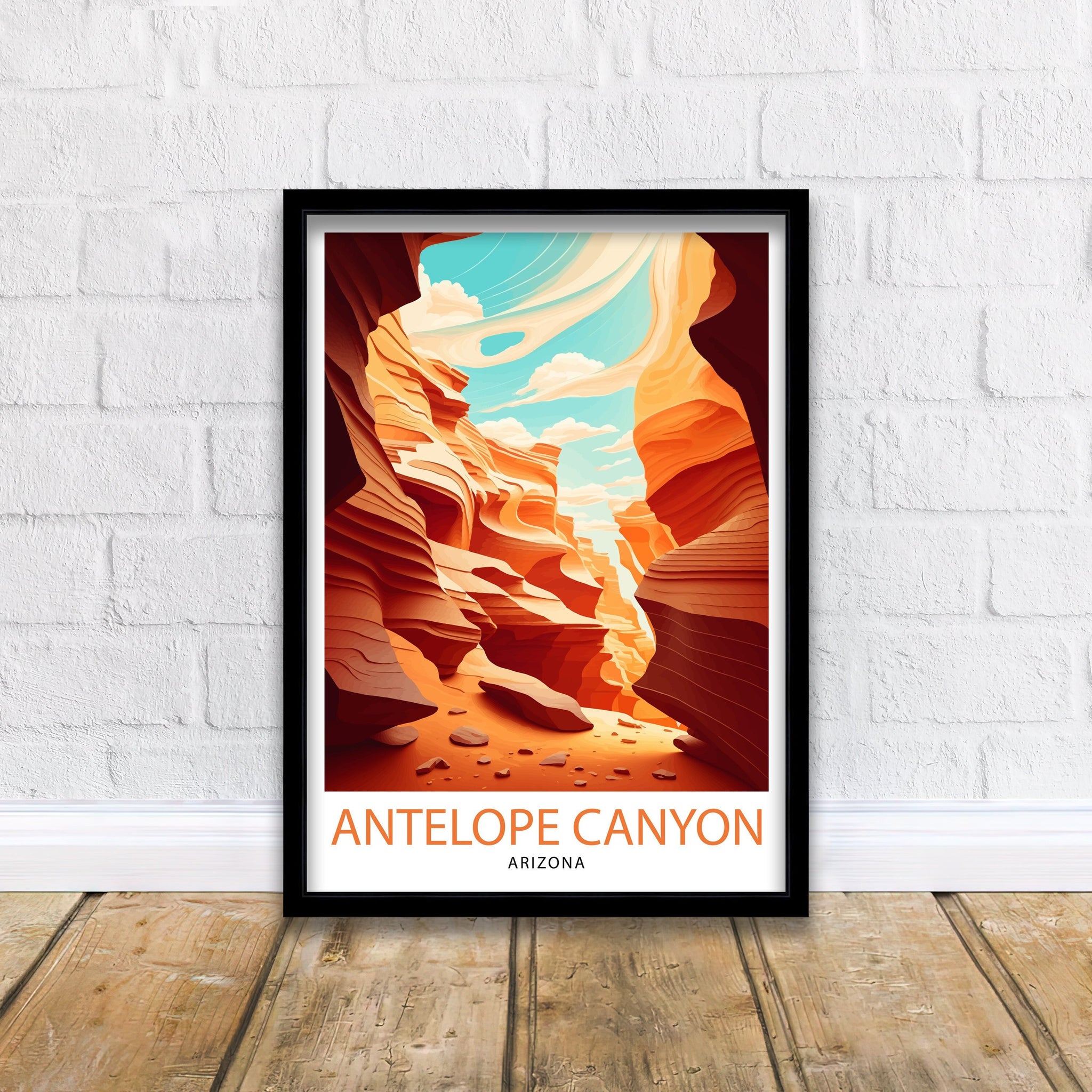 Antelope Canyon Arizona Travel Print| Wall Art Decor Antelope Canyon Illustration Travel Poster Gift for Arizona Lovers Home Living Decor