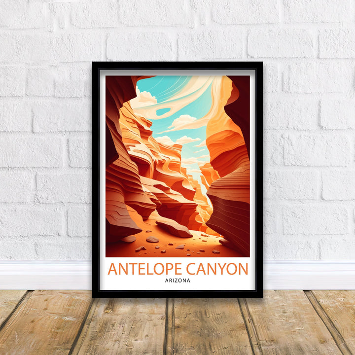 Antelope Canyon Arizona Travel Print| Wall Art Decor Antelope Canyon Illustration Travel Poster Gift for Arizona Lovers Home Living Decor
