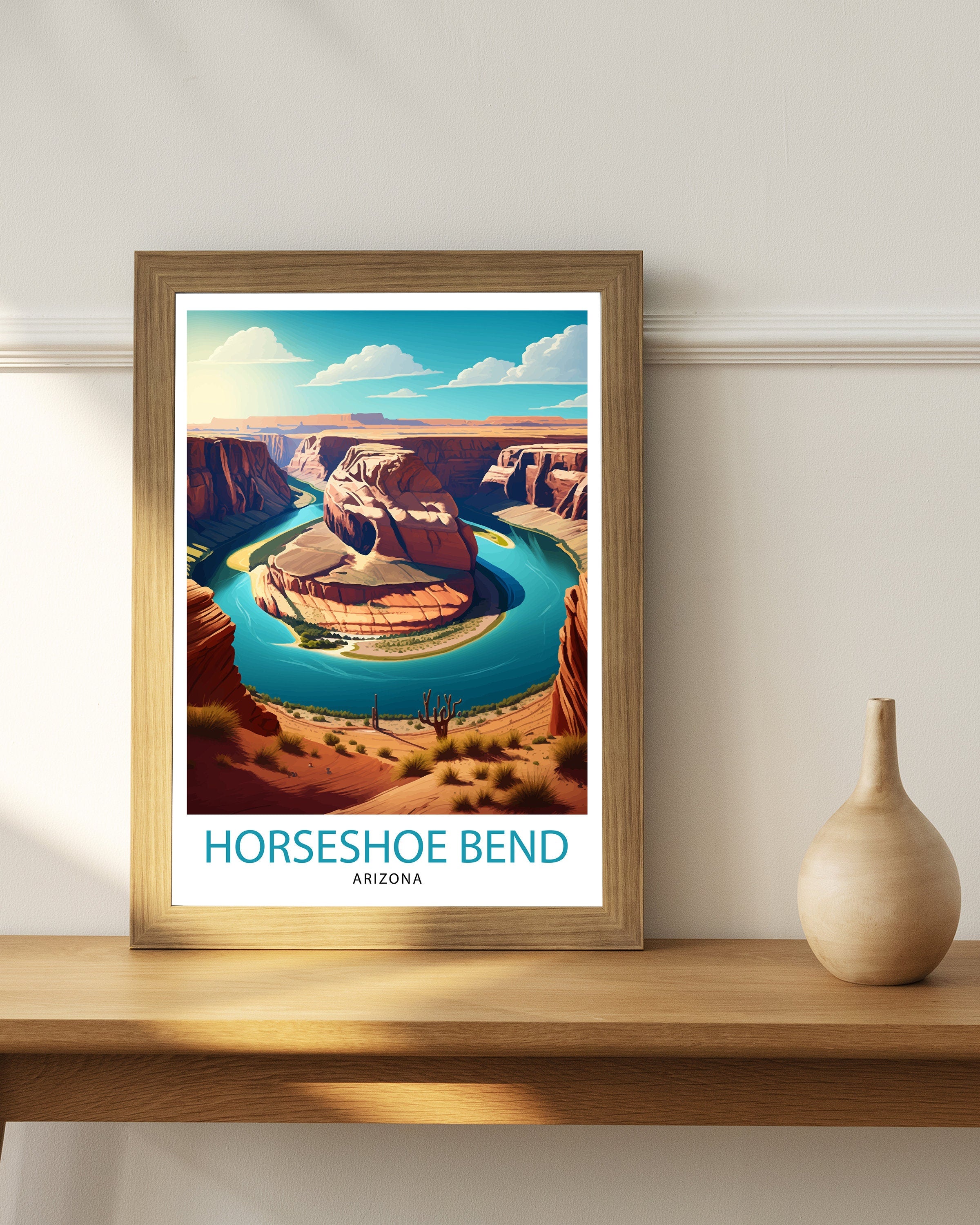 Horseshoe Bend Arizona Travel Print| Arizona Wall Art Arizona Home Decor Arizona Illustration Travel Poster Gift Horseshoe Bend Home Decor