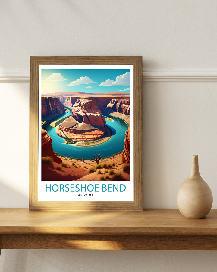 Horseshoe Bend Arizona Travel Print| Arizona Wall Art Arizona Home Decor Arizona Illustration Travel Poster Gift Horseshoe Bend Home Decor