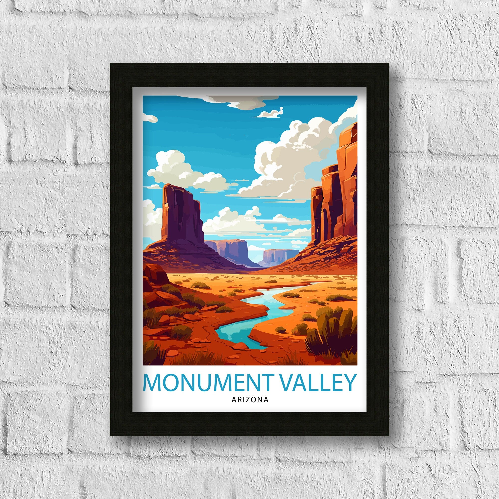 Monument Valley Travel Print| Wall Decor Home Living Decor Monument Valley Illustration Travel Poster Gift for Monument Valley Arizona Home