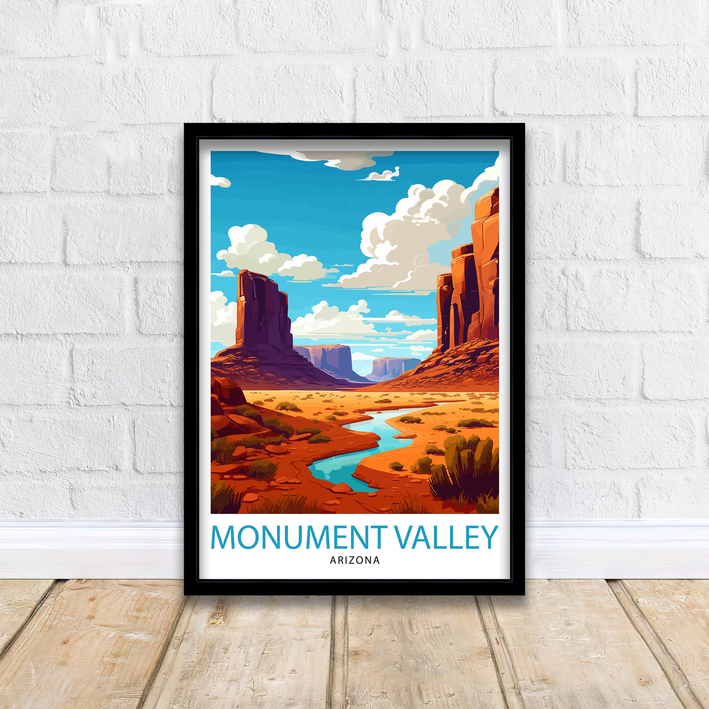 Monument Valley Travel Print| Wall Decor Home Living Decor Monument Valley Illustration Travel Poster Gift for Monument Valley Arizona Home