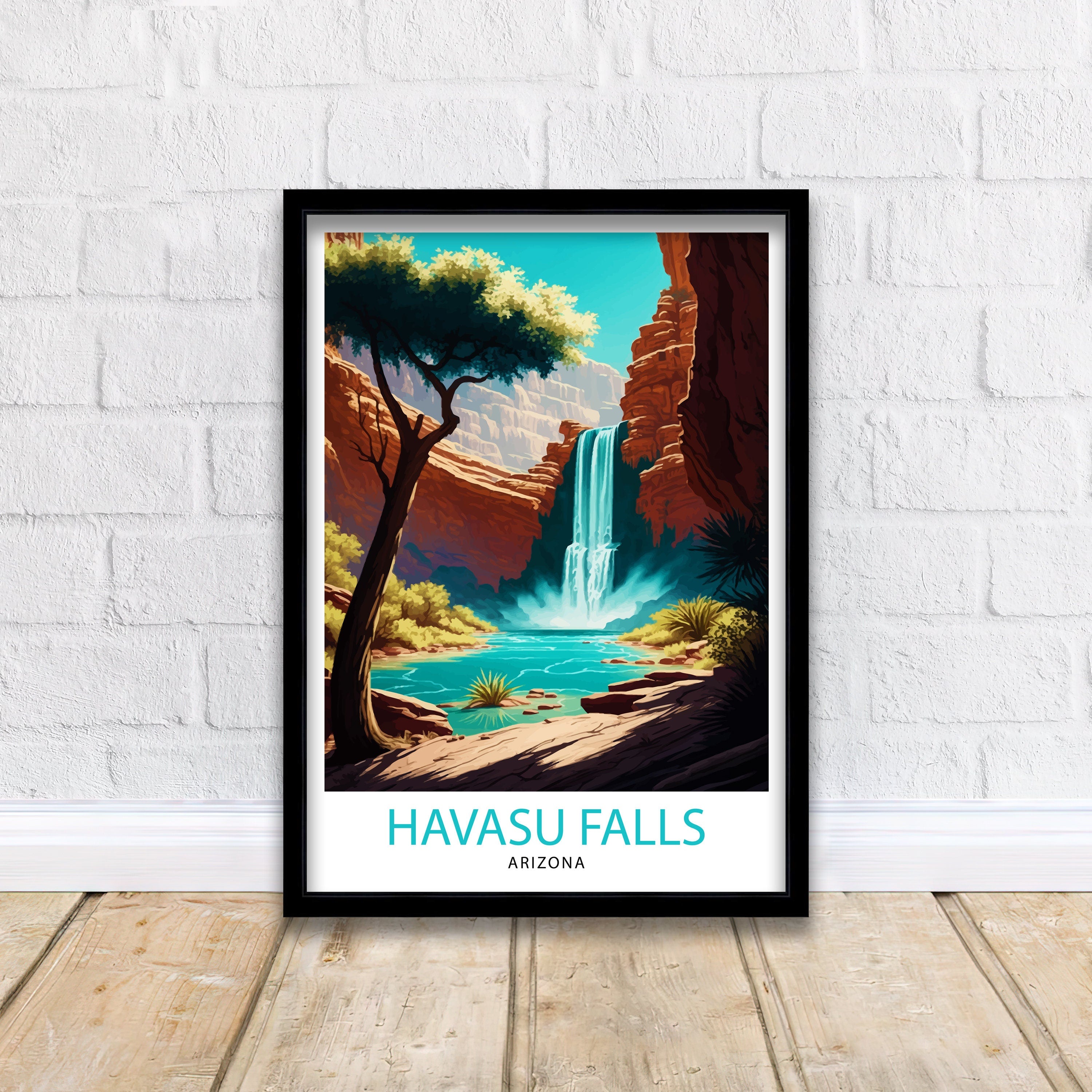 Havasu Falls Arizona Travel Print| Wall Decor, Home Living Decor Havasu Falls Illustration Travel Poster, Gift For Havasu Falls