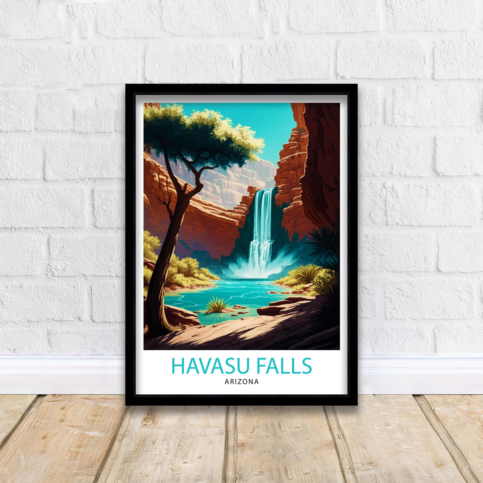 Havasu Falls Arizona Travel Print| Wall Decor, Home Living Decor Havasu Falls Illustration Travel Poster, Gift For Havasu Falls
