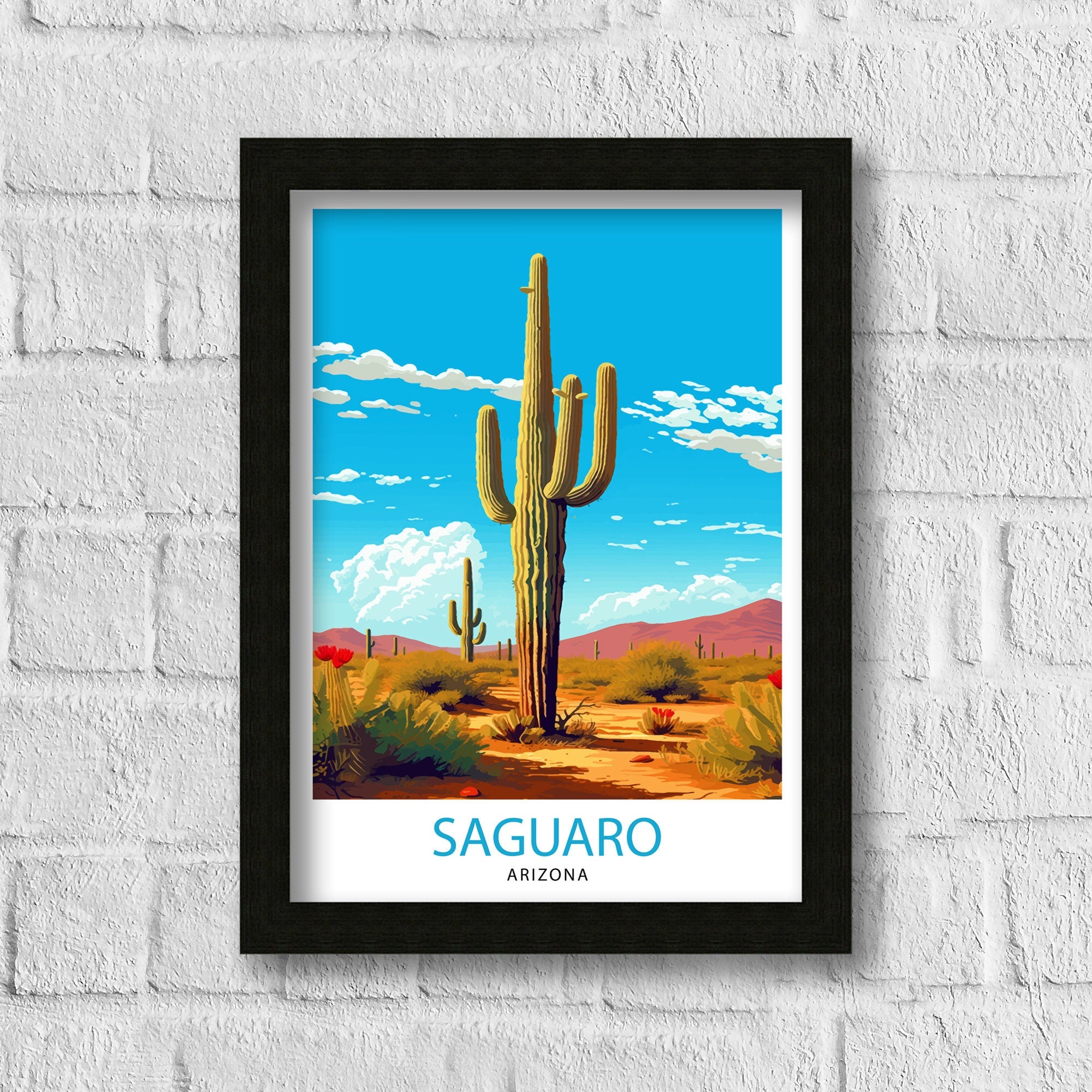 Saguaro Arizona Travel Print Saguaro Wall Decor Saguaro Home Living Decor Saguaro Illustration Travel Poster Gift for Arizona Lovers Arizona