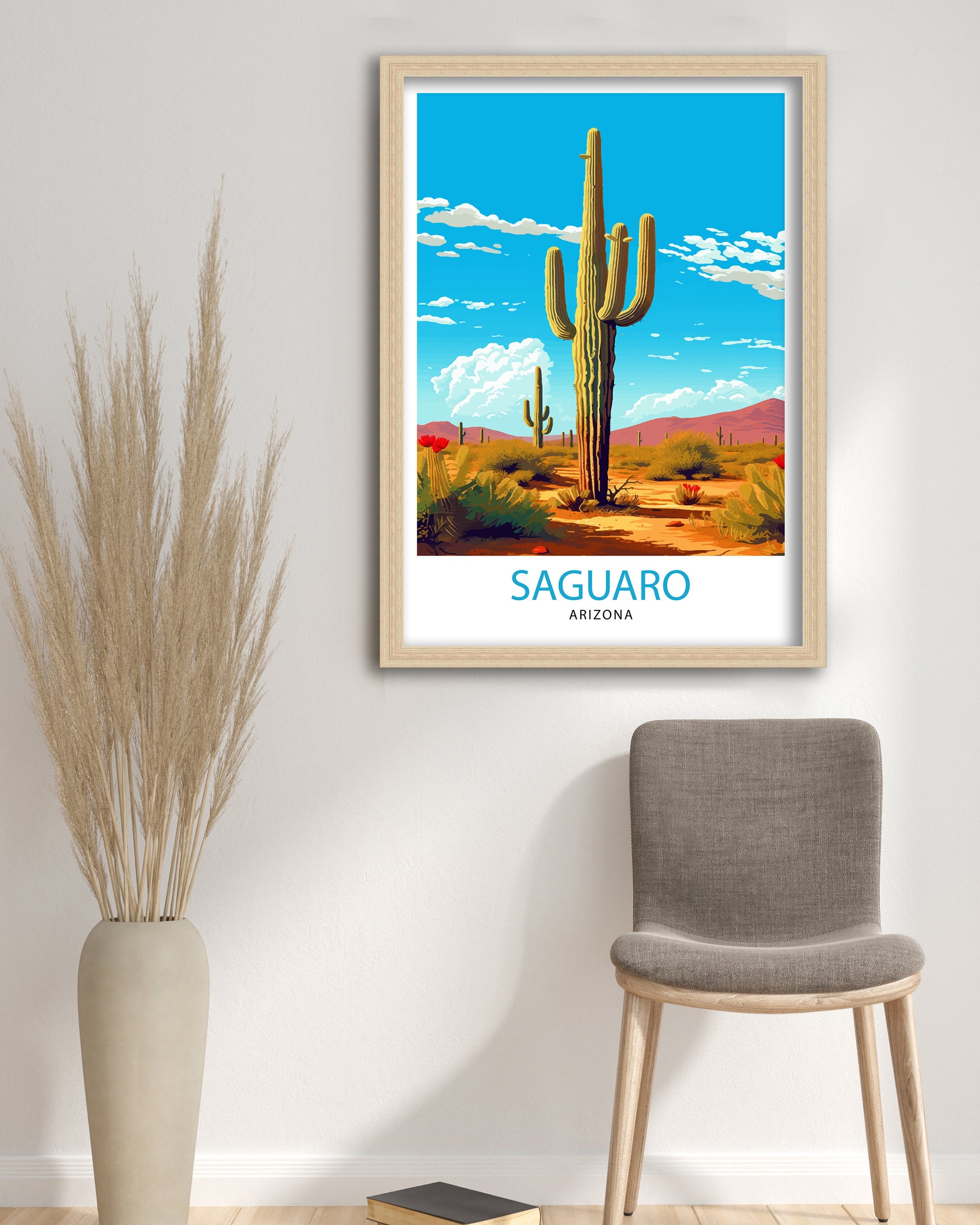 Saguaro Arizona Travel Print Saguaro Wall Decor Saguaro Home Living Decor Saguaro Illustration Travel Poster Gift for Arizona Lovers Arizona