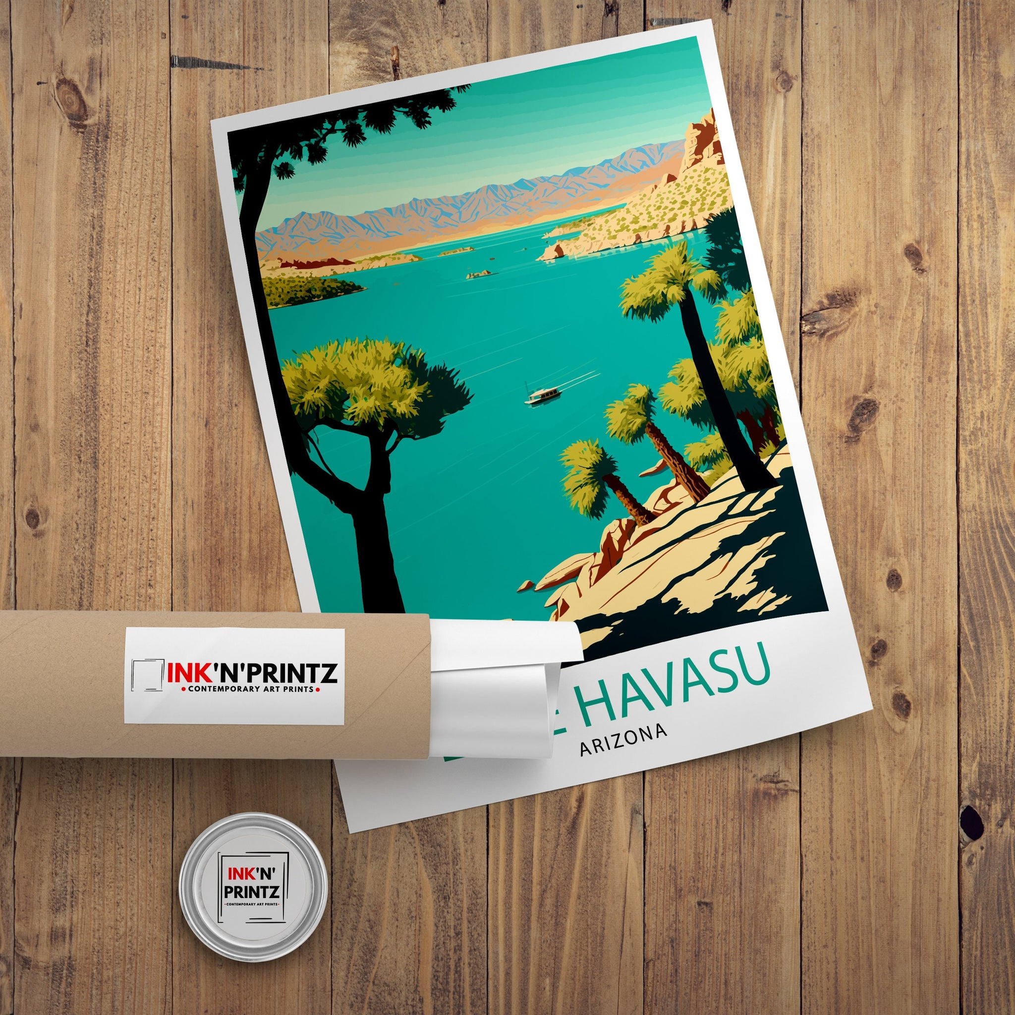 Lake Havasu Arizona Travel Print| Lake Havasu Wall Decor Arizona Home Living Decor Lake Havasu Illustration Travel Poster Gift for Arizona
