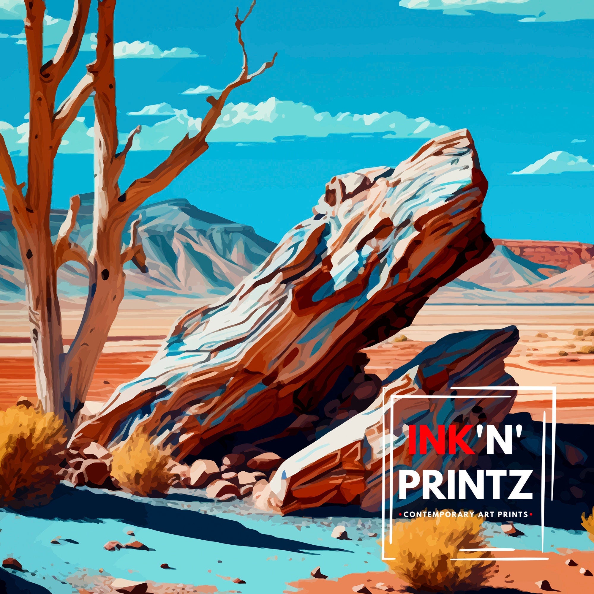 Petrified Forest Arizona Travel Print| Arizona Wall Decor Arizona Home Living Decor Arizona Illustration Travel Poster Gift For Arizona Home