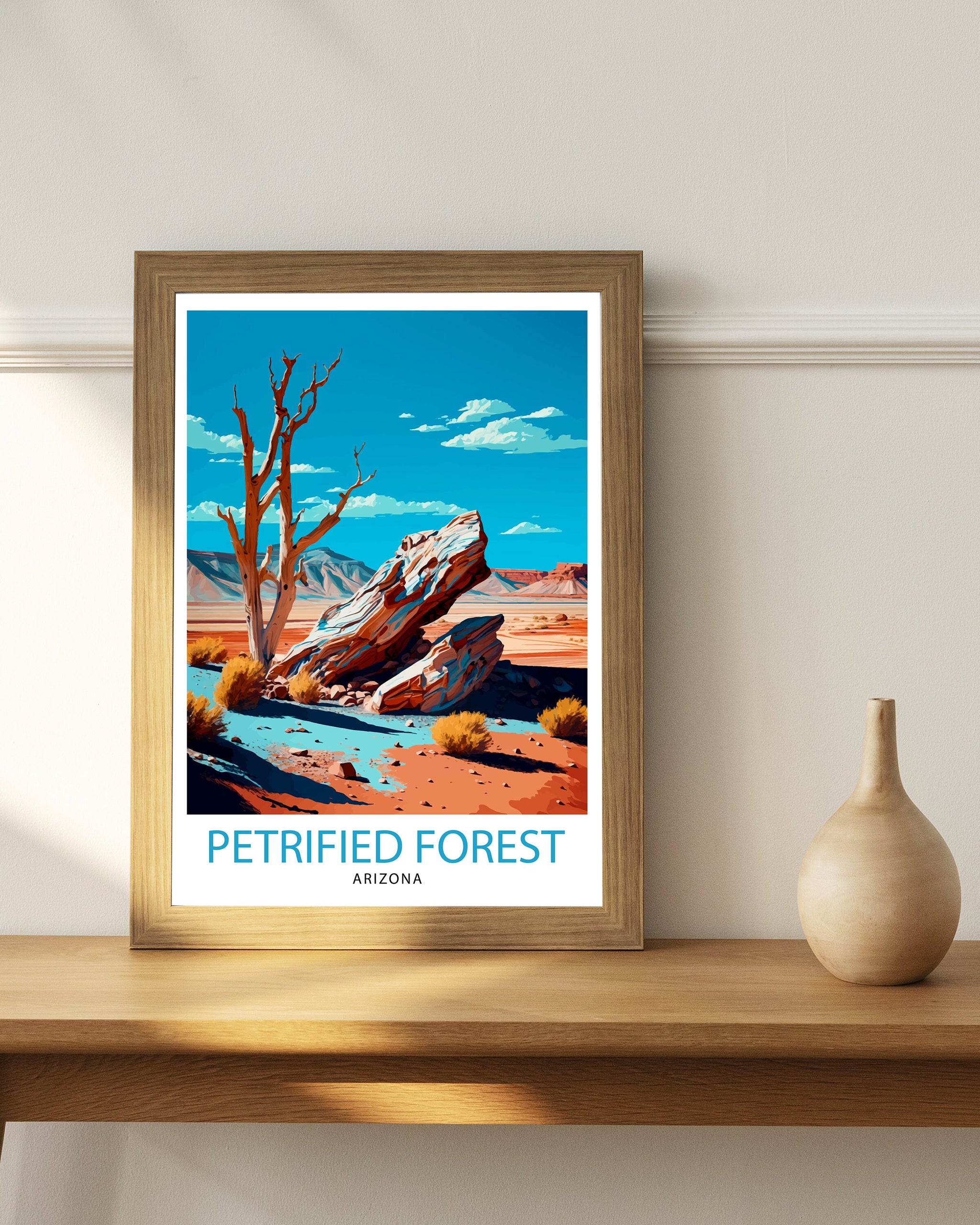 Petrified Forest Arizona Travel Print| Arizona Wall Decor Arizona Home Living Decor Arizona Illustration Travel Poster Gift For Arizona Home