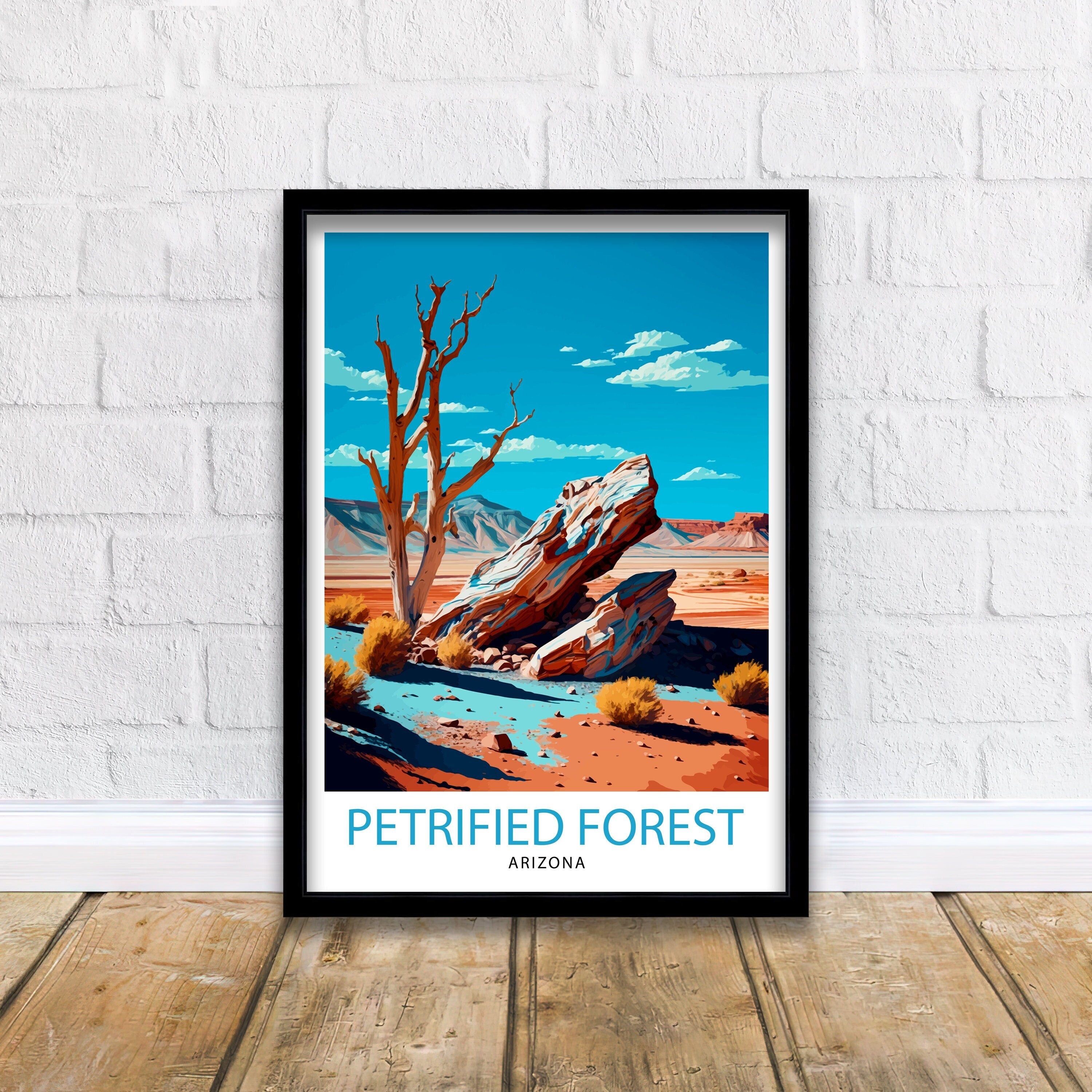 Petrified Forest Arizona Travel Print| Arizona Wall Decor Arizona Home Living Decor Arizona Illustration Travel Poster Gift For Arizona Home