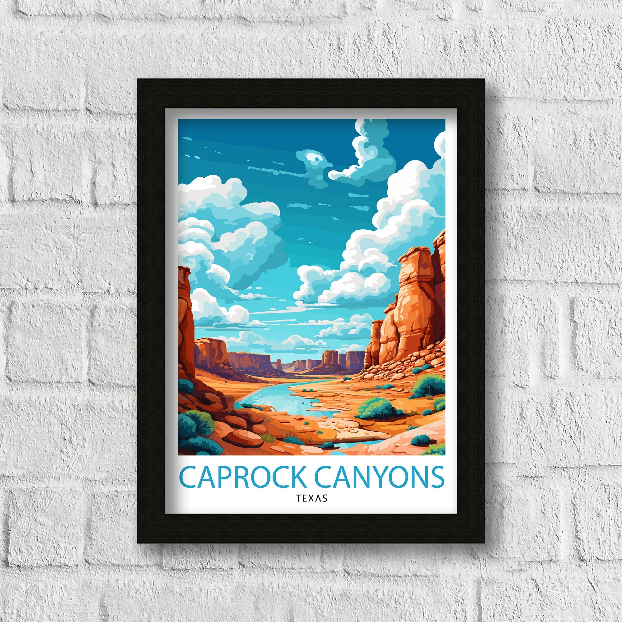 Caprock Canyons Texas Travel Print| Caprock Canyons Wall Art Texas Travel Poster Caprock Canyons Illustration Gift for Texas Travel Texas