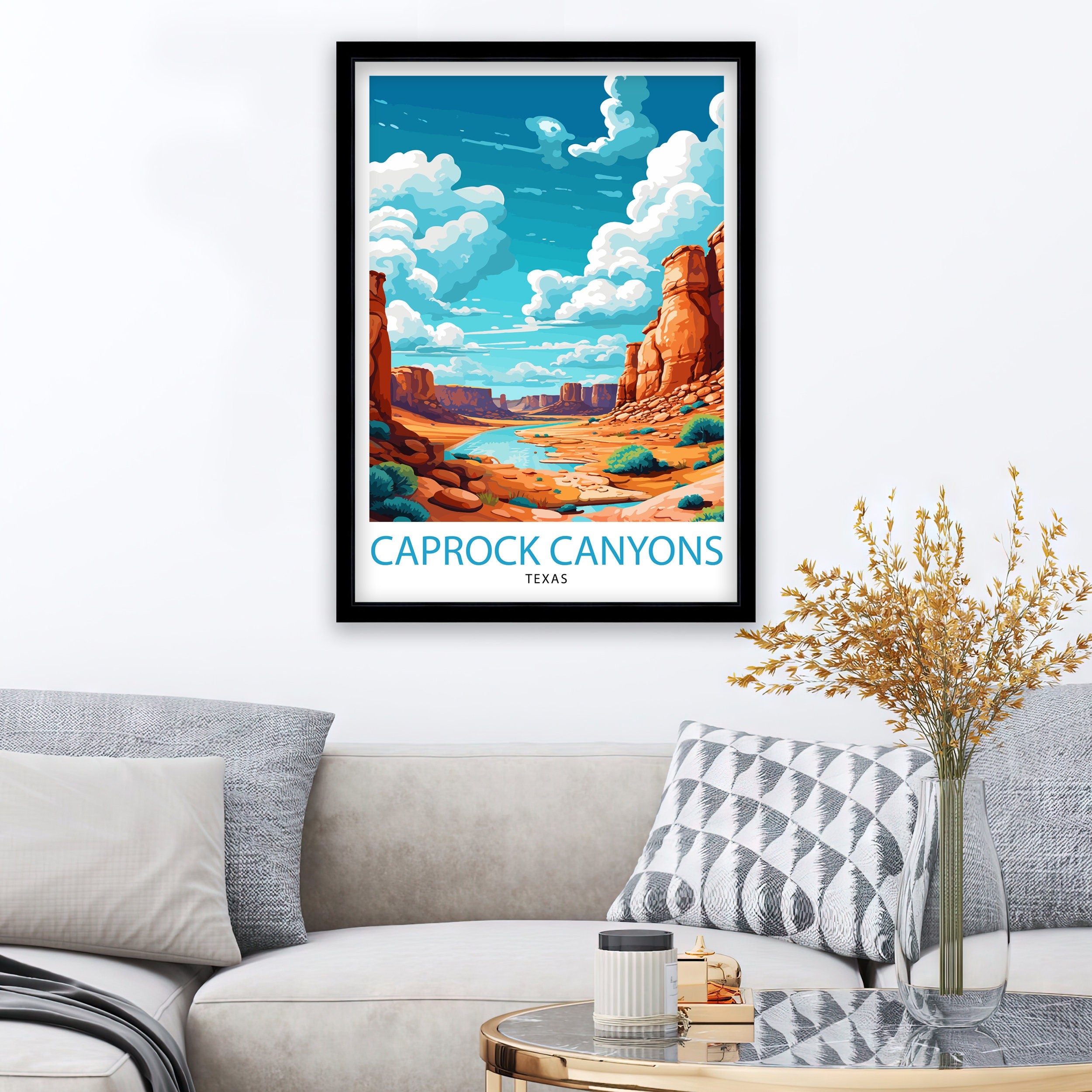 Caprock Canyons Texas Travel Print| Caprock Canyons Wall Art Texas Travel Poster Caprock Canyons Illustration Gift for Texas Travel Texas