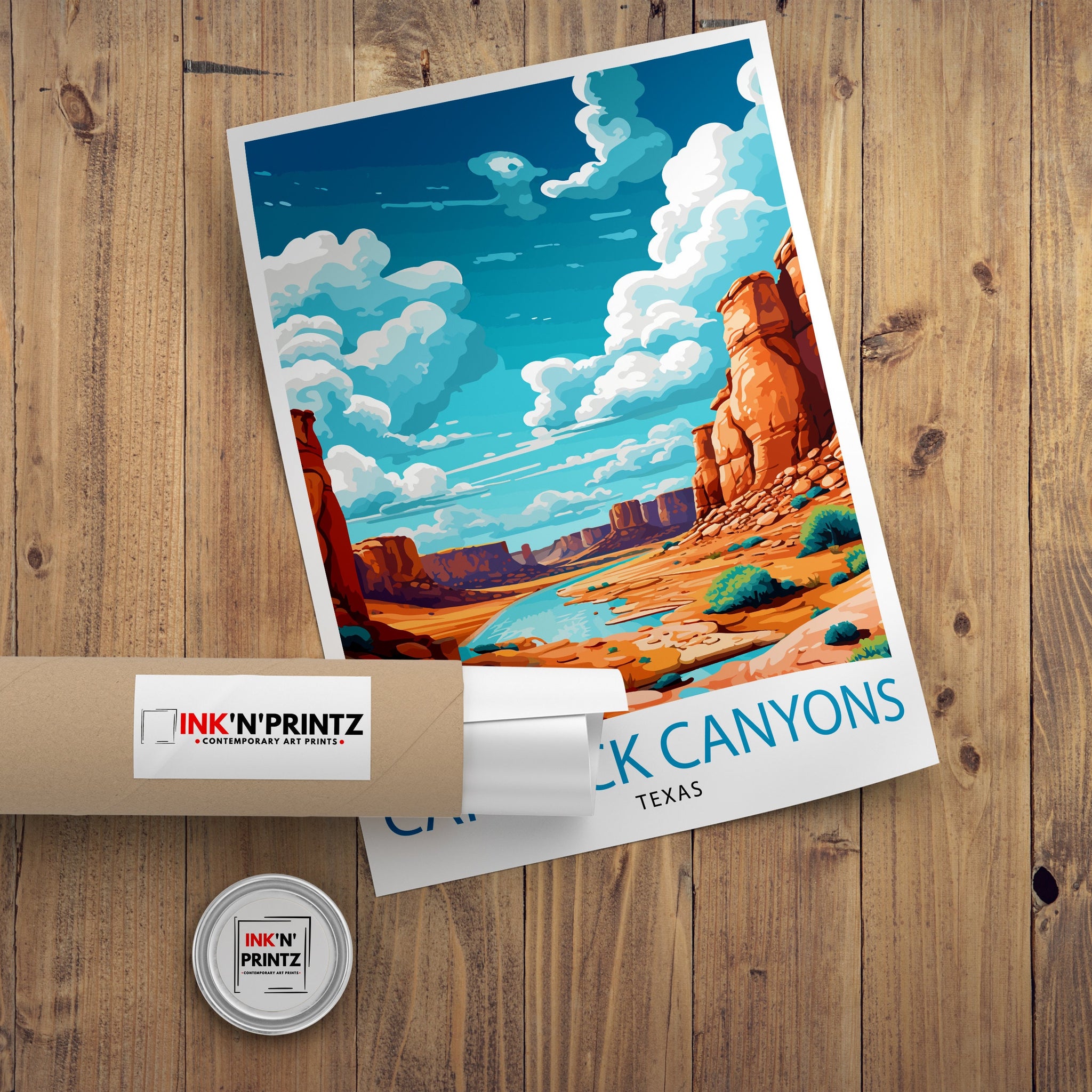 Caprock Canyons Texas Travel Print| Caprock Canyons Wall Art Texas Travel Poster Caprock Canyons Illustration Gift for Texas Travel Texas