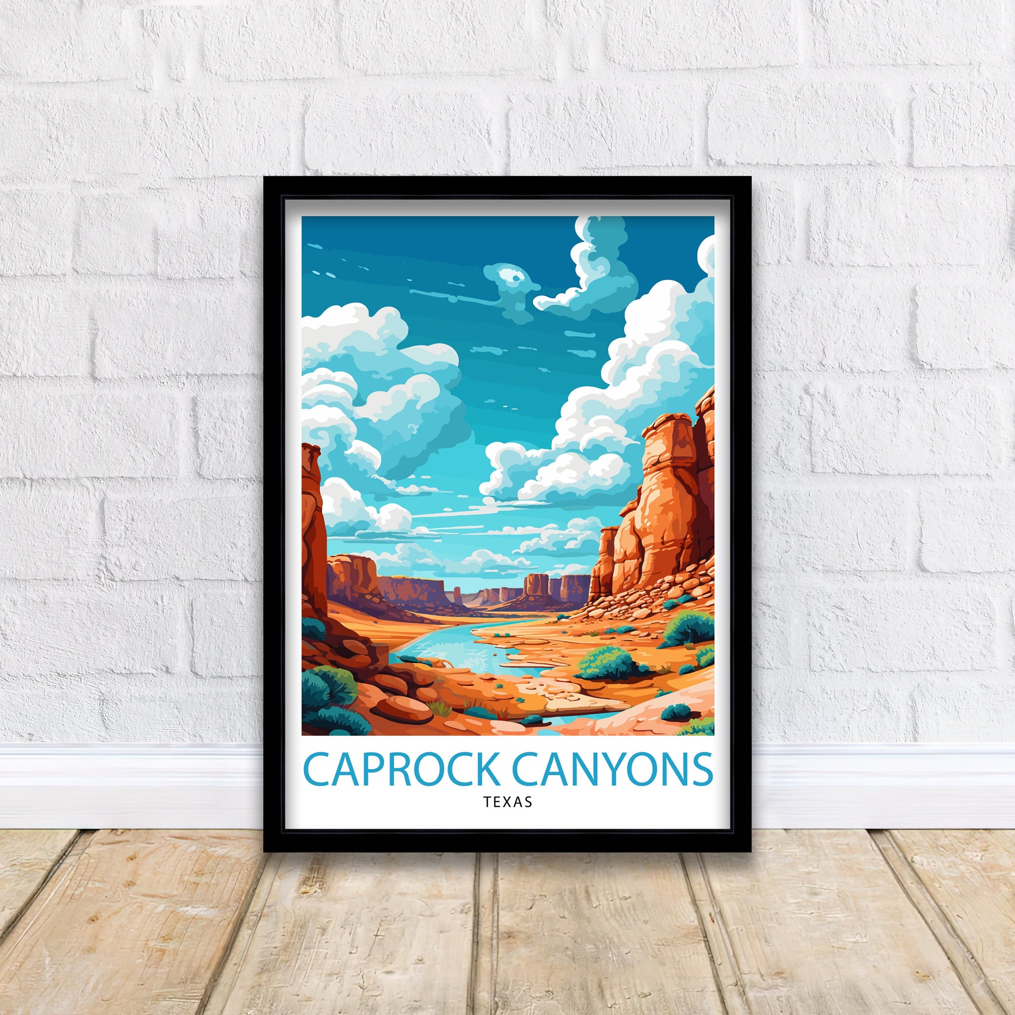 Caprock Canyons Texas Travel Print| Caprock Canyons Wall Art Texas Travel Poster Caprock Canyons Illustration Gift for Texas Travel Texas
