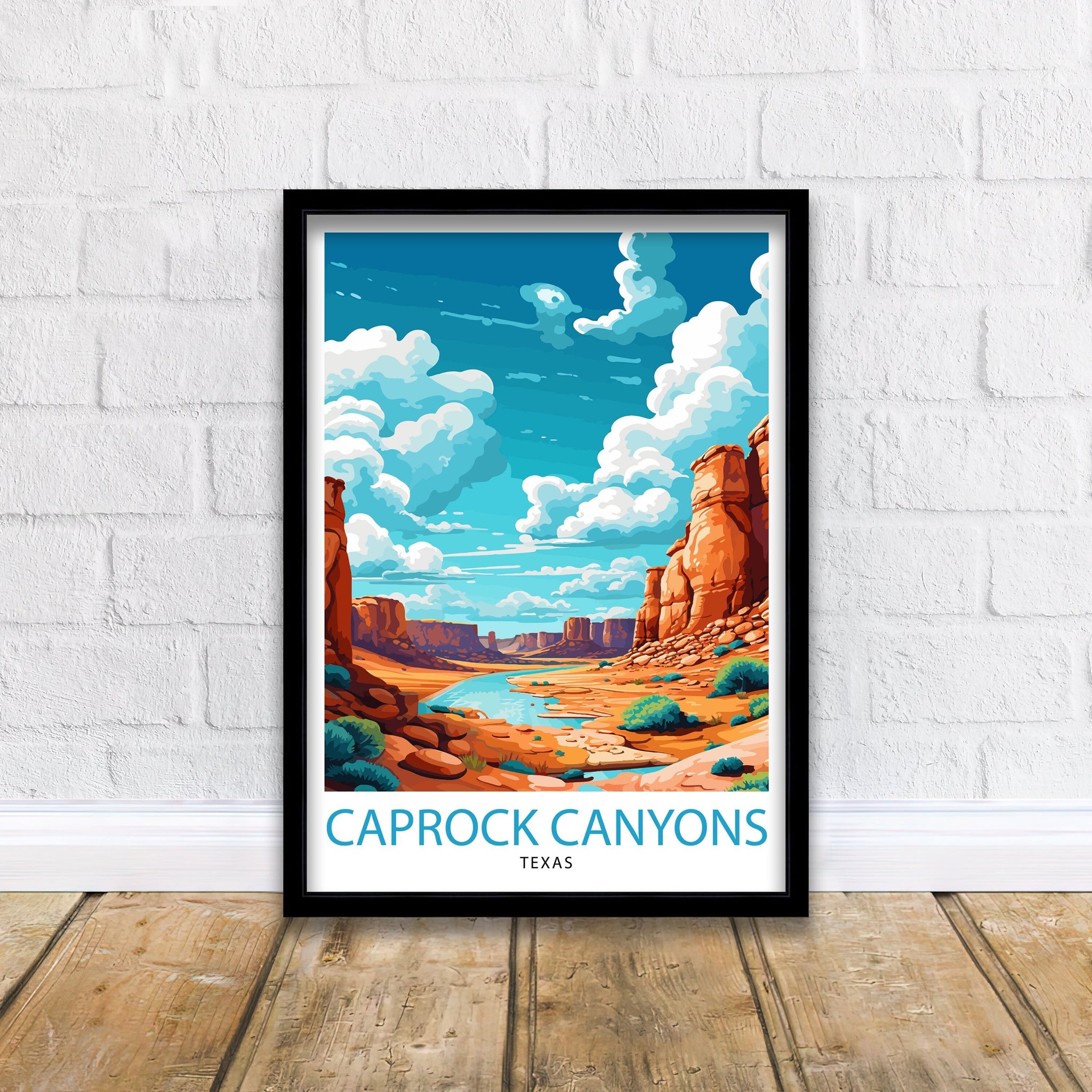 Caprock Canyons Texas Travel Print| Caprock Canyons Wall Art Texas Travel Poster Caprock Canyons Illustration Gift for Texas Travel Texas
