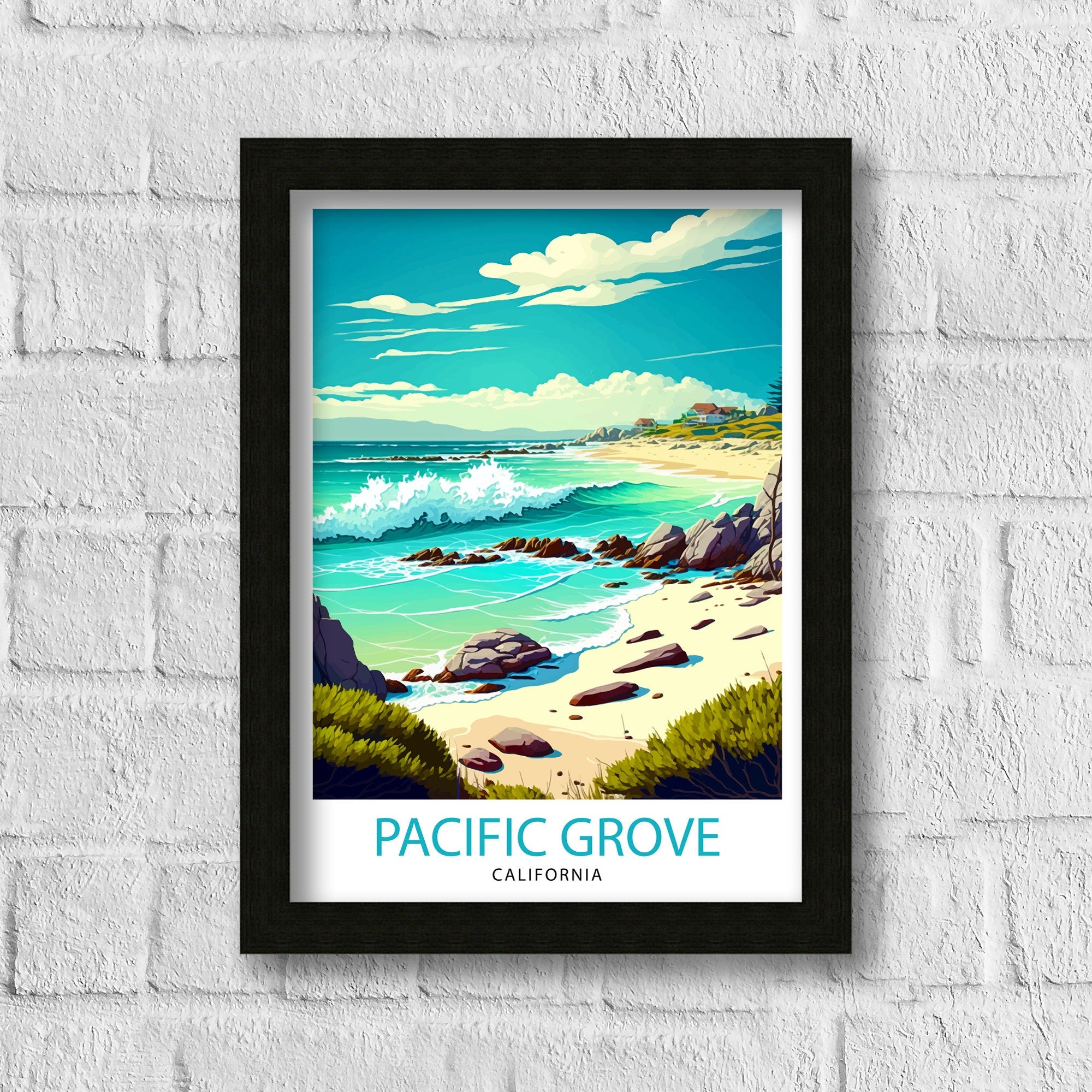 Pacific Grove California Travel Print Pacific Grove Wall Decor California Coastal Art Pacific Grove Travel Poster Pacific Grove Illustration