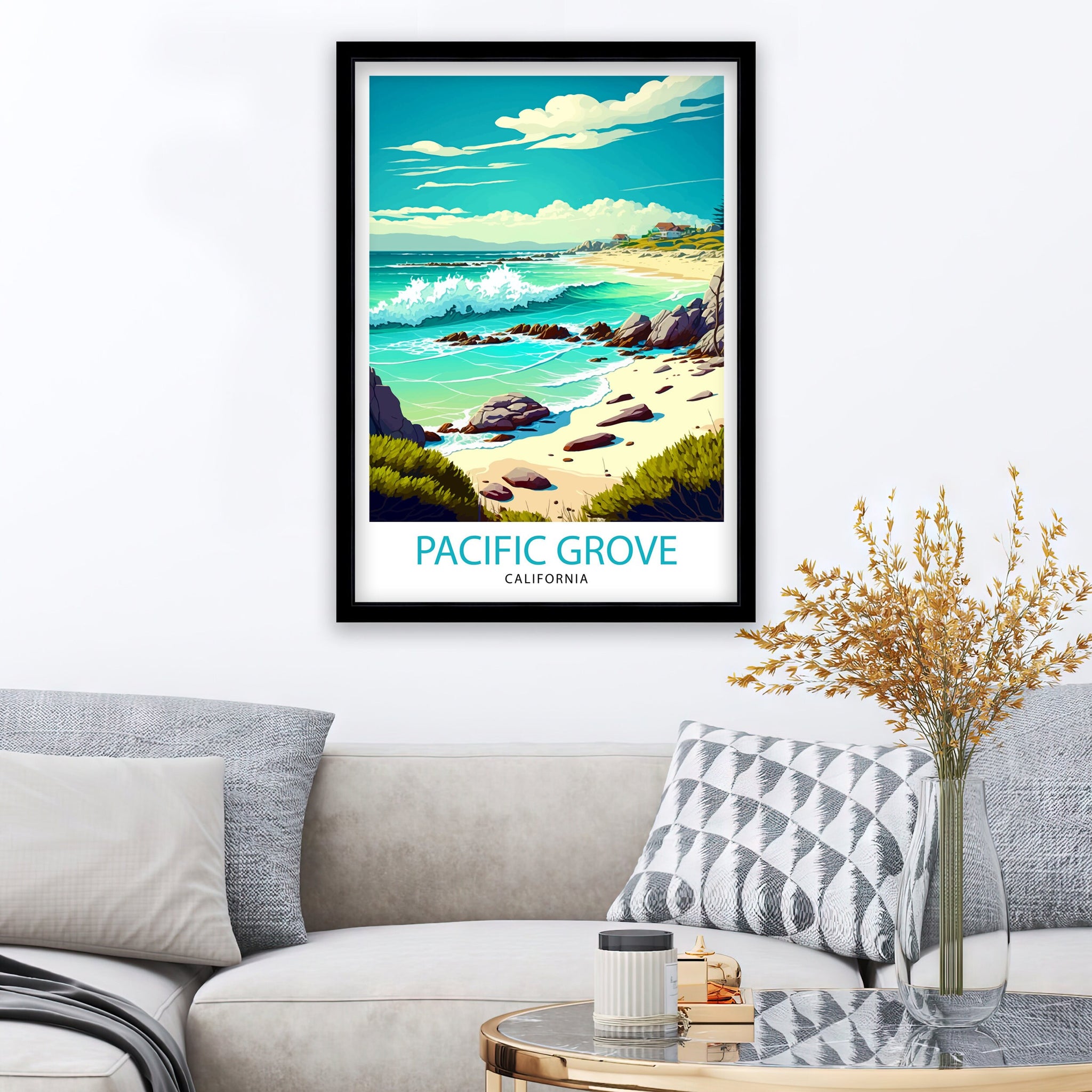 Pacific Grove California Travel Print Pacific Grove Wall Decor California Coastal Art Pacific Grove Travel Poster Pacific Grove Illustration