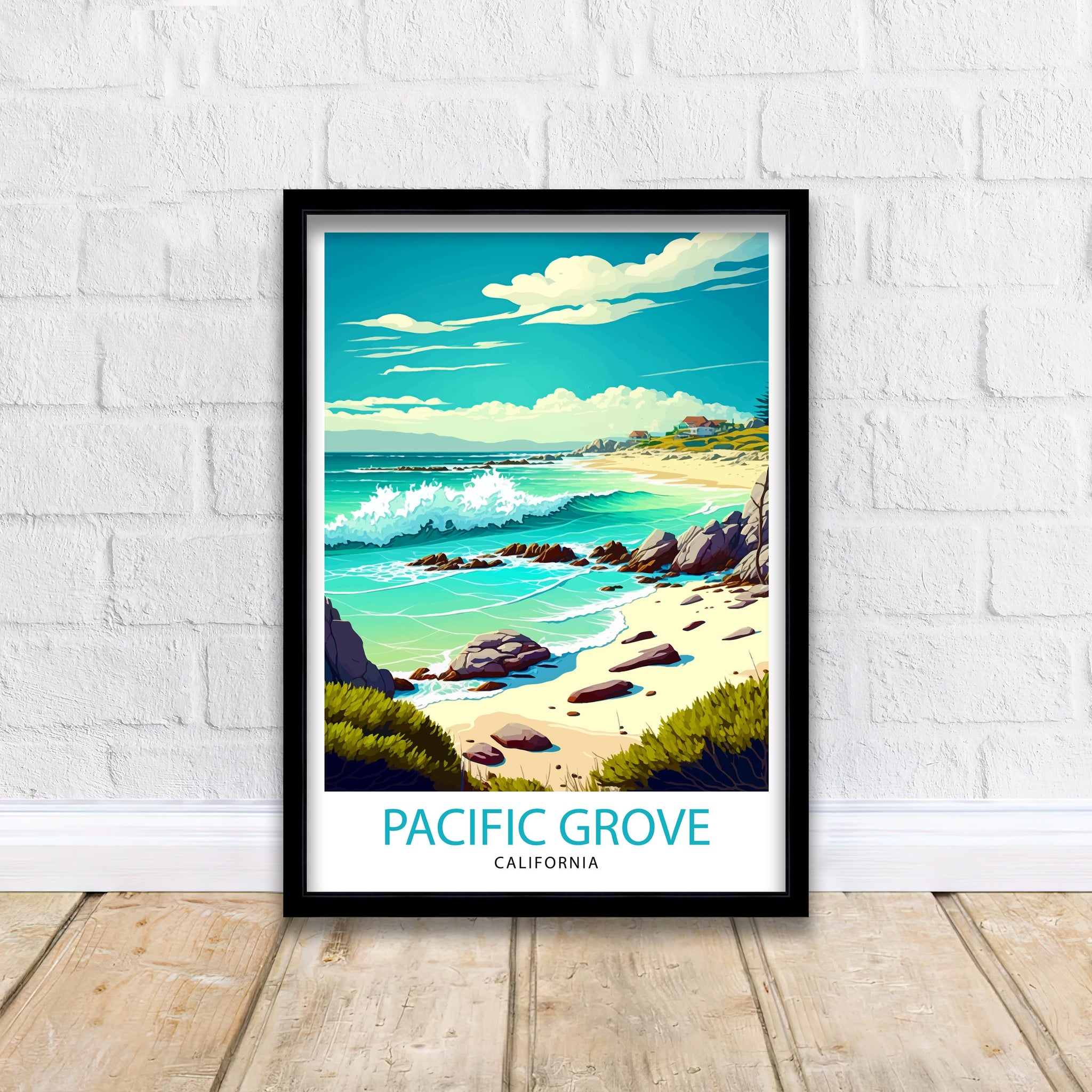 Pacific Grove California Travel Print Pacific Grove Wall Decor California Coastal Art Pacific Grove Travel Poster Pacific Grove Illustration