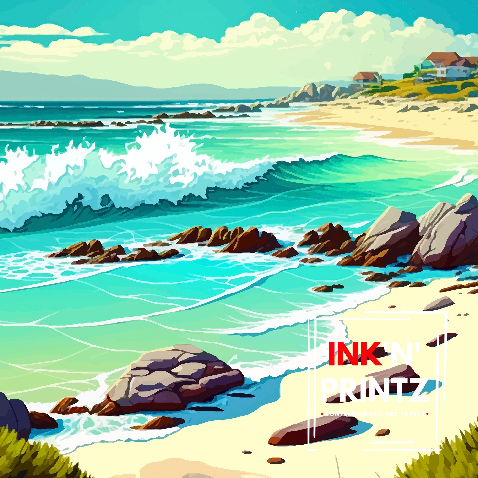 Pacific Grove California Travel Print Pacific Grove Wall Decor California Coastal Art Pacific Grove Travel Poster Pacific Grove Illustration