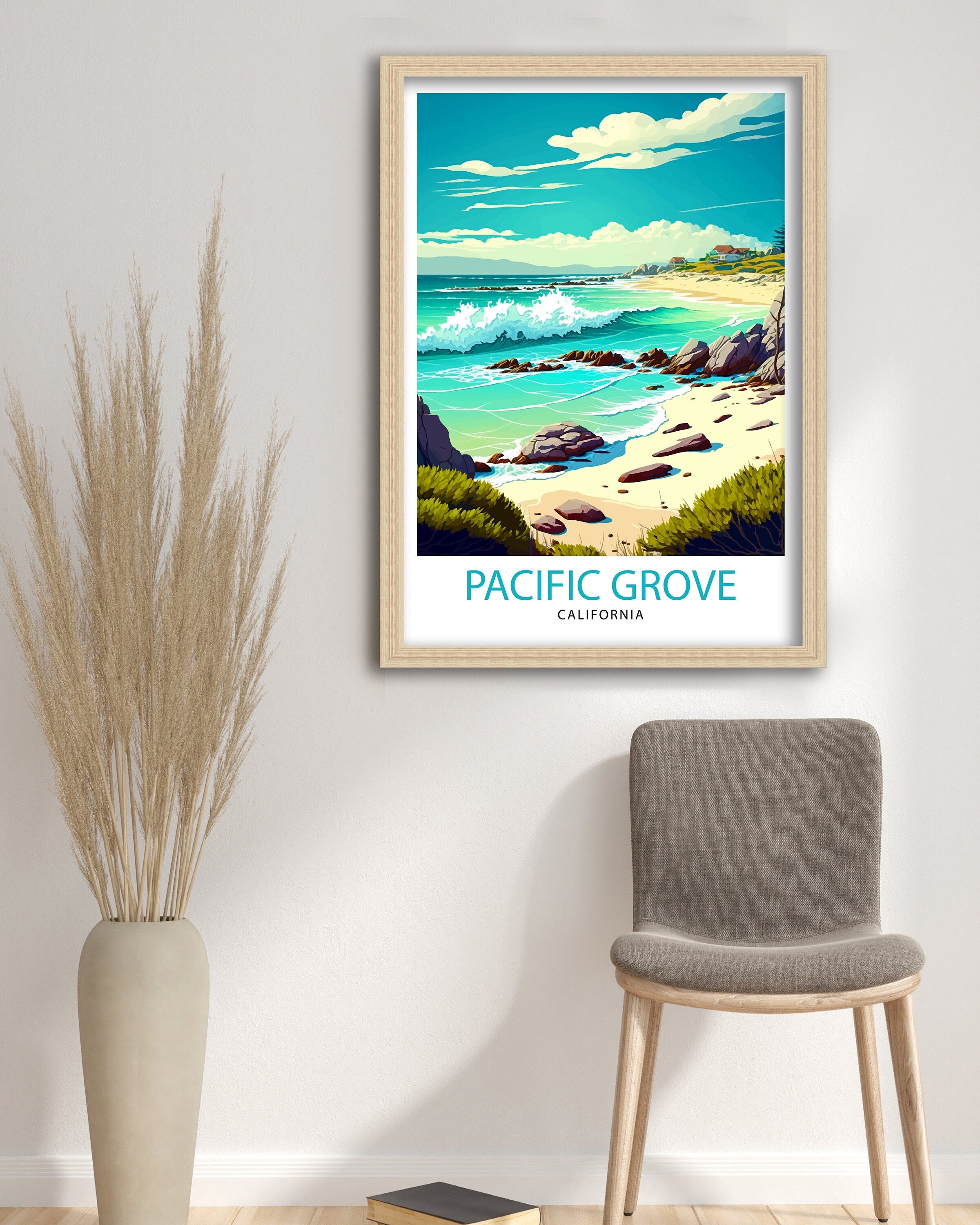 Pacific Grove California Travel Print Pacific Grove Wall Decor California Coastal Art Pacific Grove Travel Poster Pacific Grove Illustration