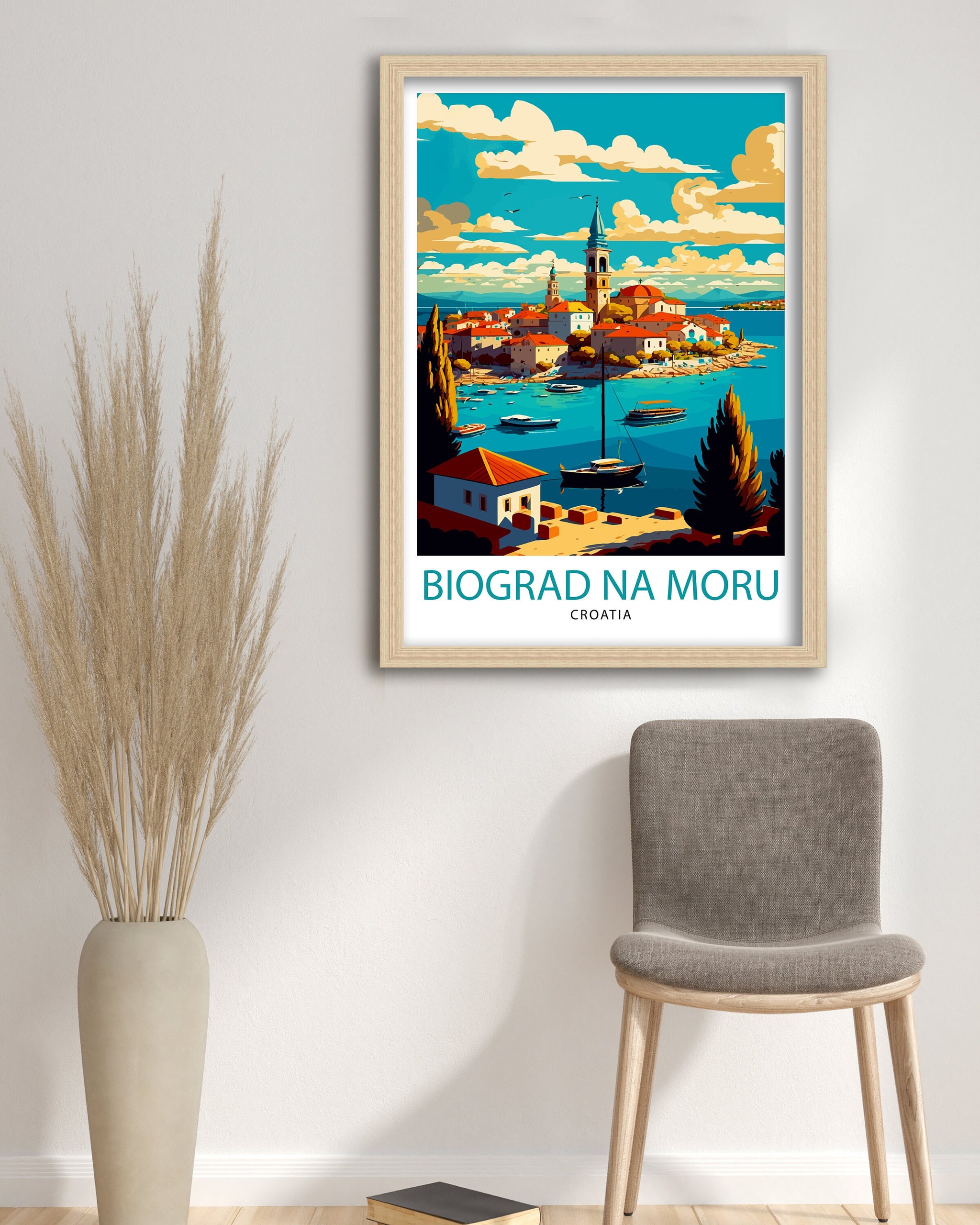 Biograd na Moru Croatia Art Print, Coastal Travel Poster