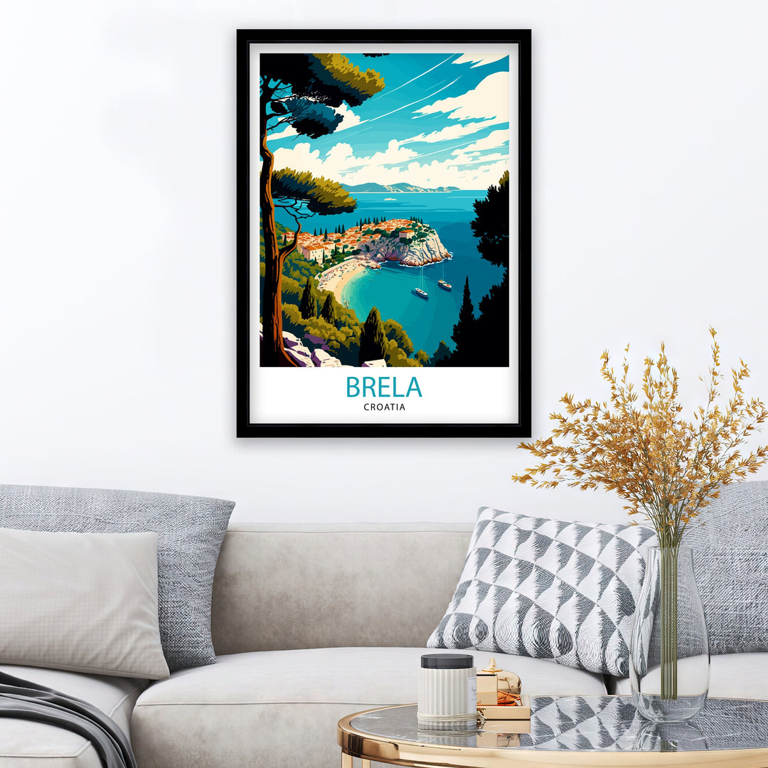 Brela Croatia Travel Poster Brela Wall Art, Brela Home Decor Brela Illustration Travel Poster Gift Croatia Home Decor