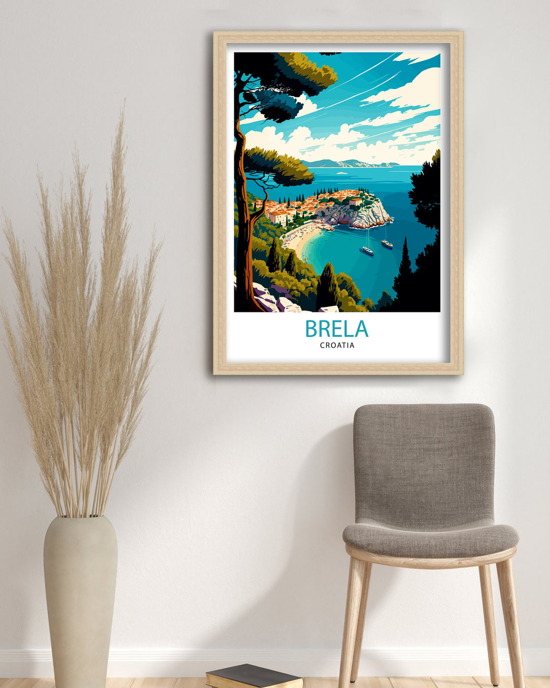 Brela Croatia Travel Poster Brela Wall Art, Brela Home Decor Brela Illustration Travel Poster Gift Croatia Home Decor