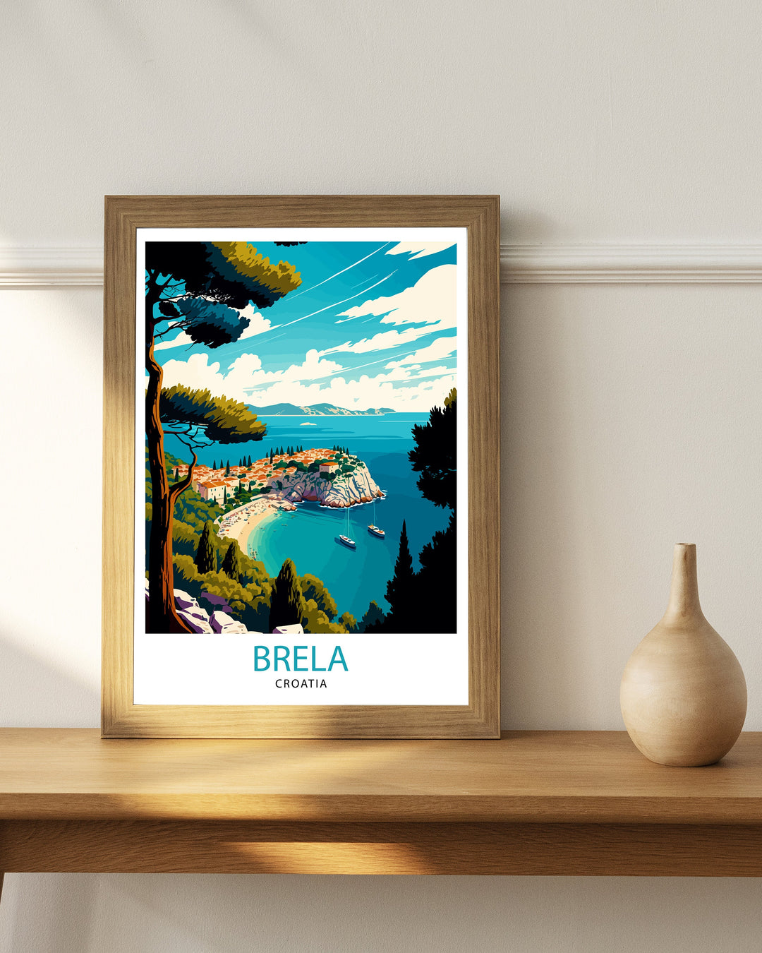 Brela Croatia Travel Poster Brela Wall Art, Brela Home Decor Brela Illustration Travel Poster Gift Croatia Home Decor