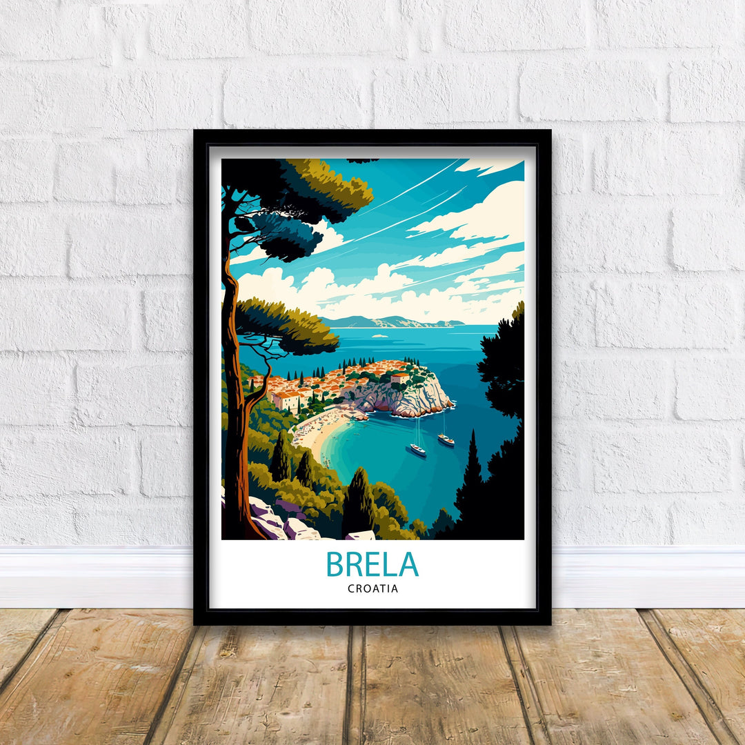 Brela Croatia Travel Poster Brela Wall Art, Brela Home Decor Brela Illustration Travel Poster Gift Croatia Home Decor